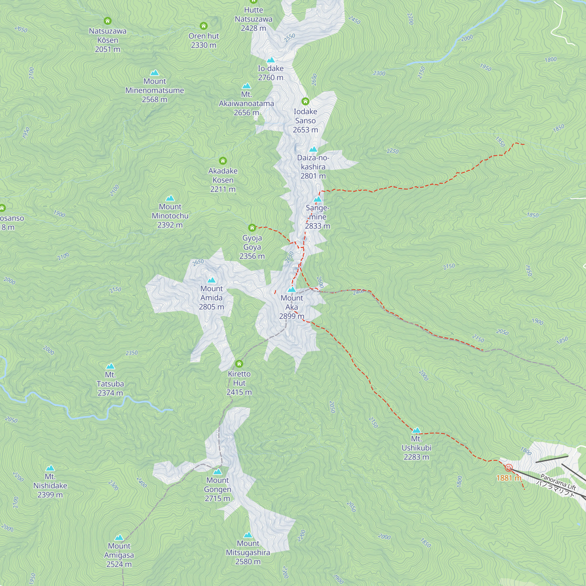 Aka Dake Chōjō Sansō map