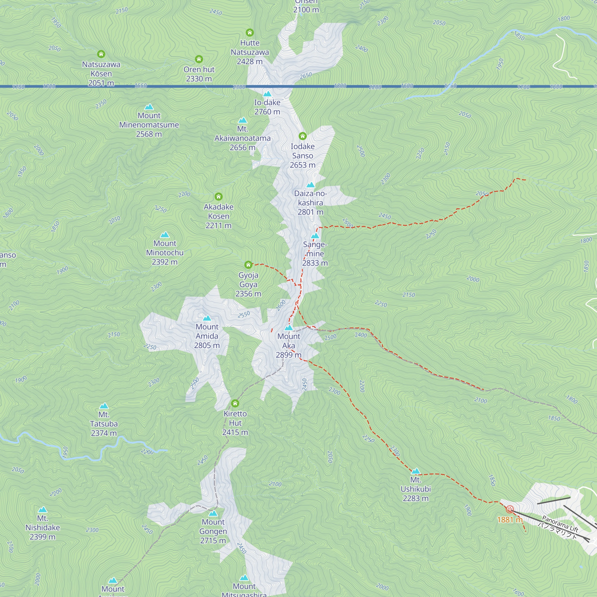 Akadake Tenbōsō map