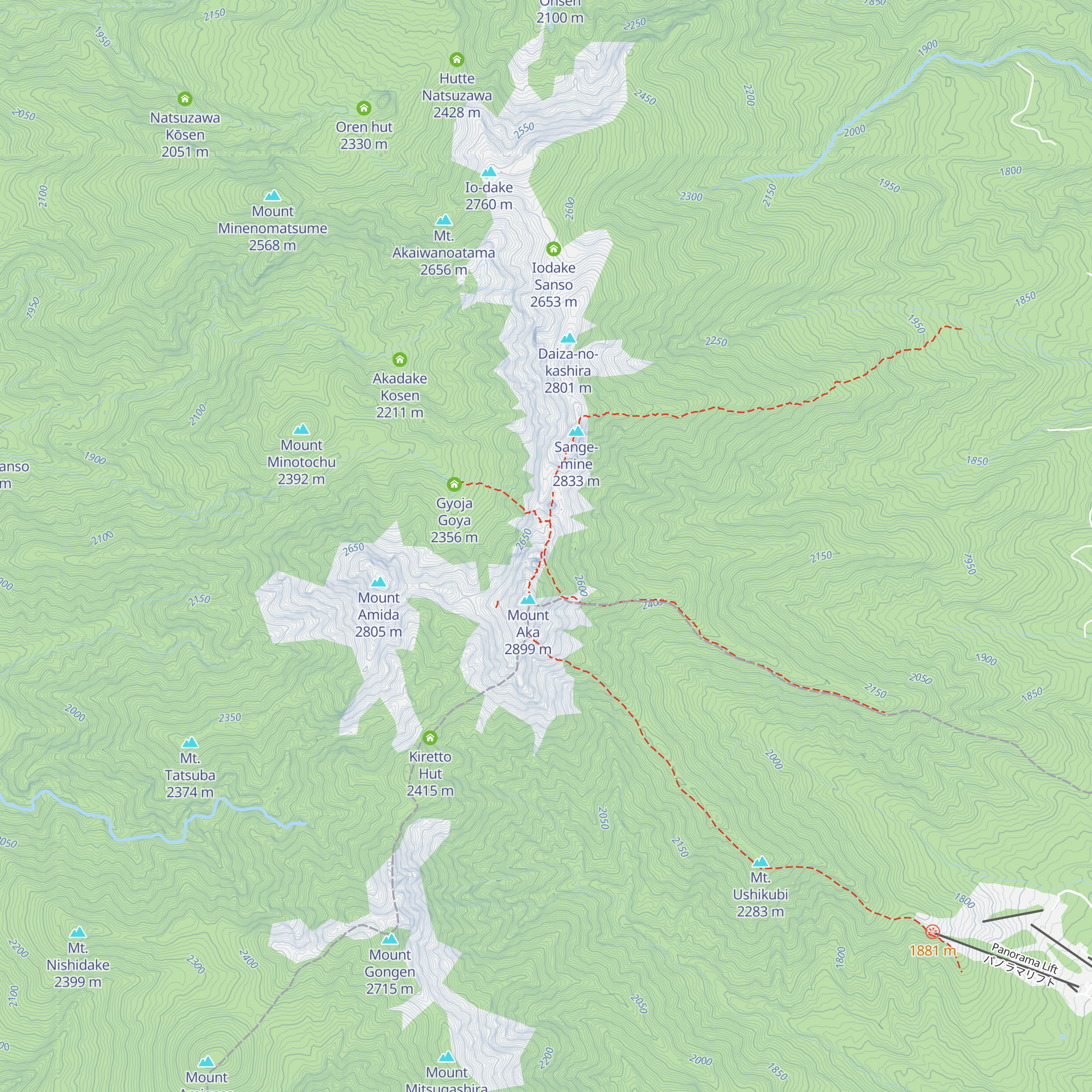 Akadake Tenbōsō map