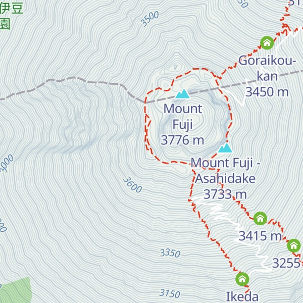 Map of Mount Fuji - Kengamine