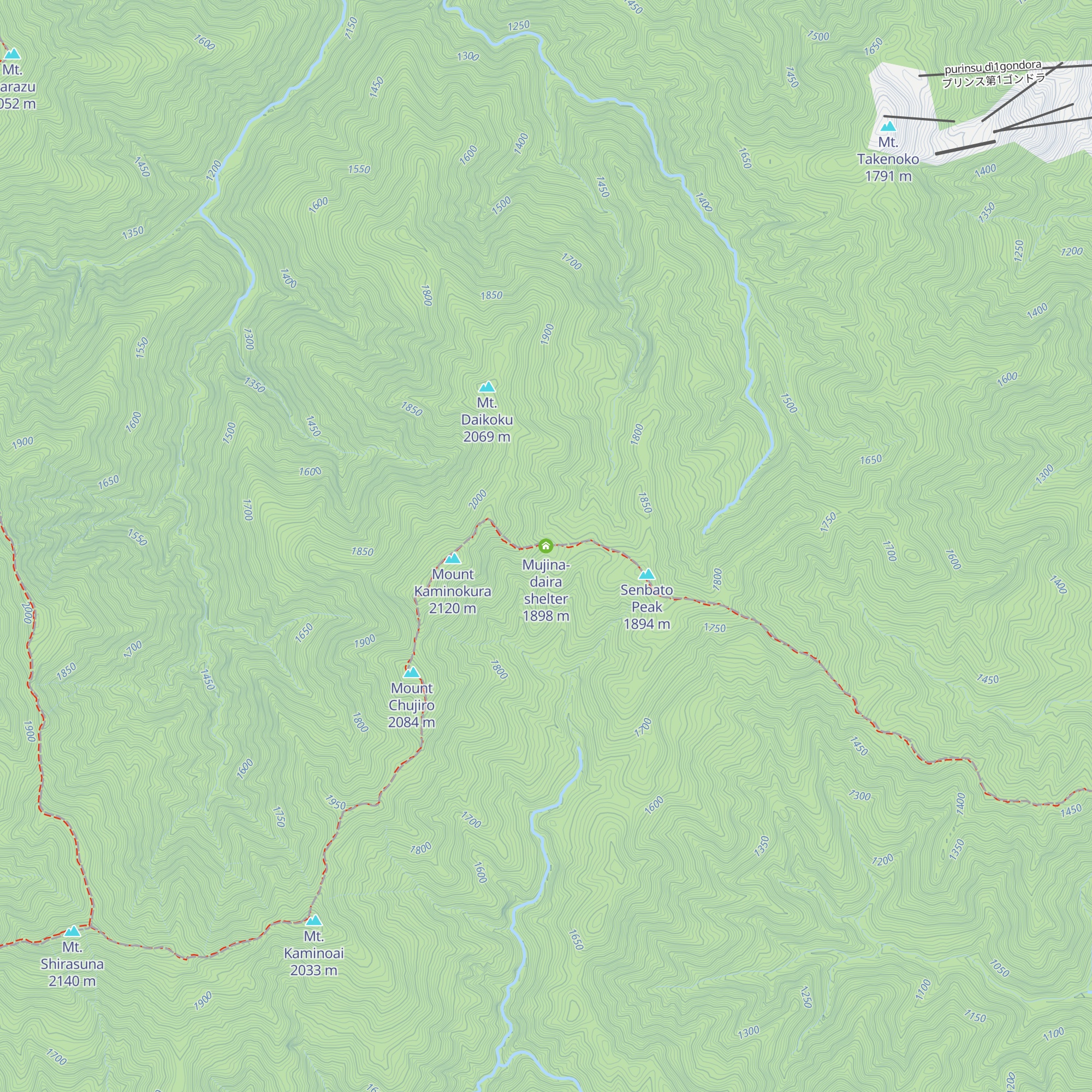 Mujina-daira shelter map