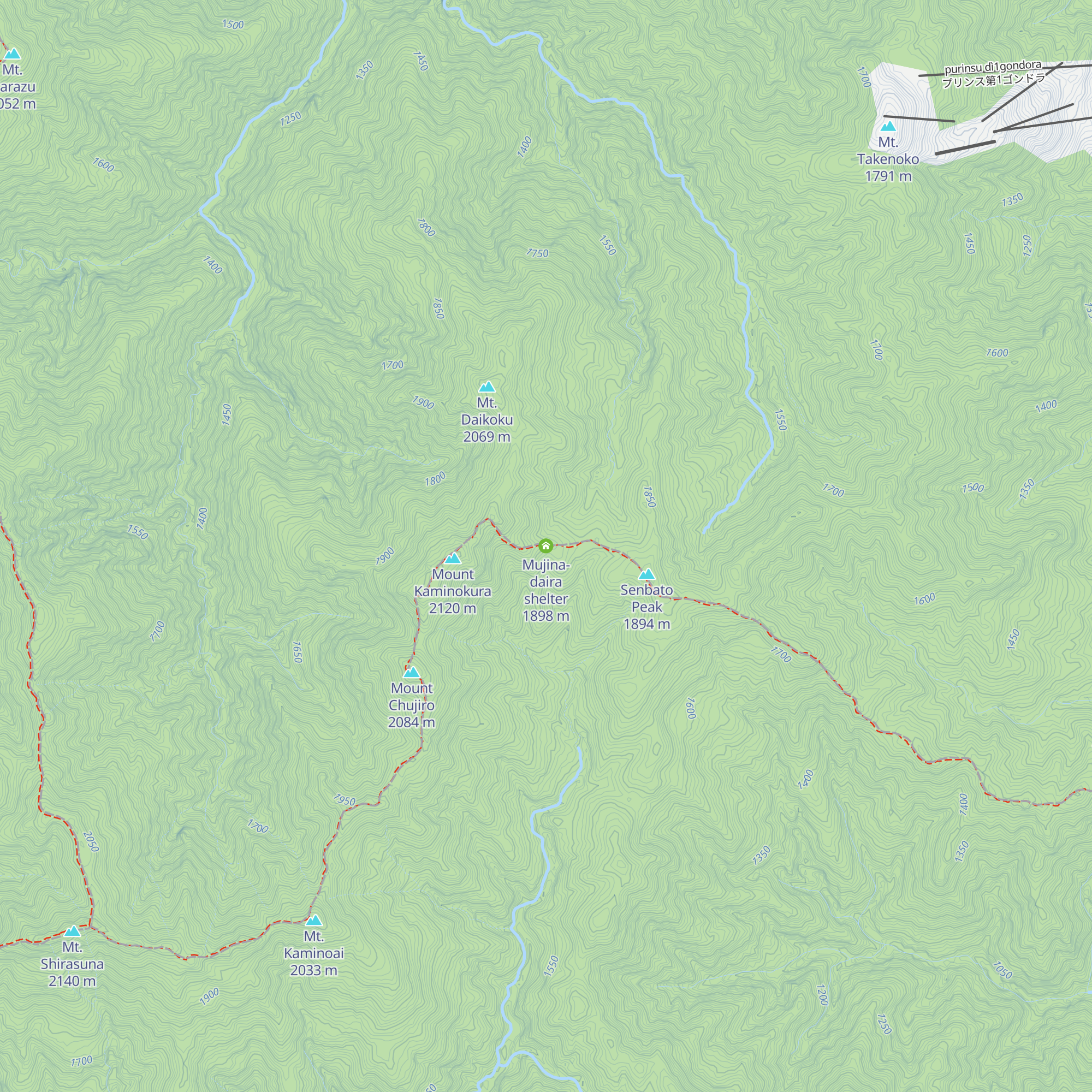 Mujina-daira shelter map