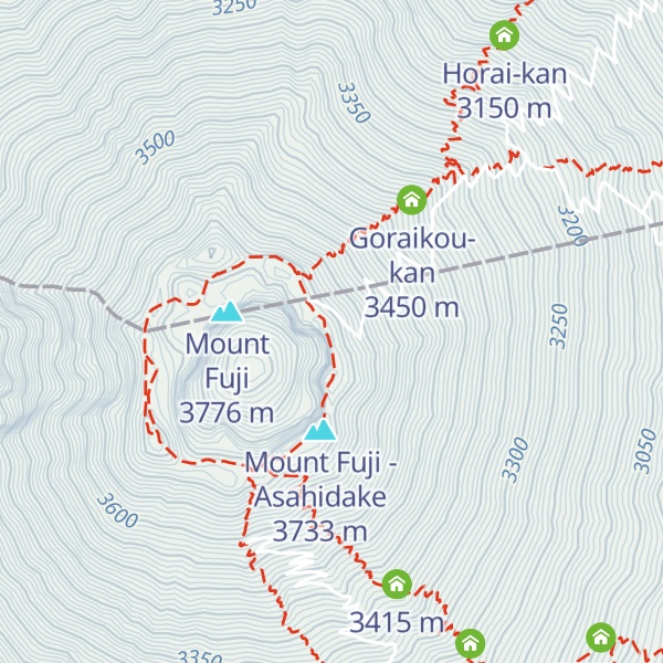 Map of Mount Fuji - Joujugatake
