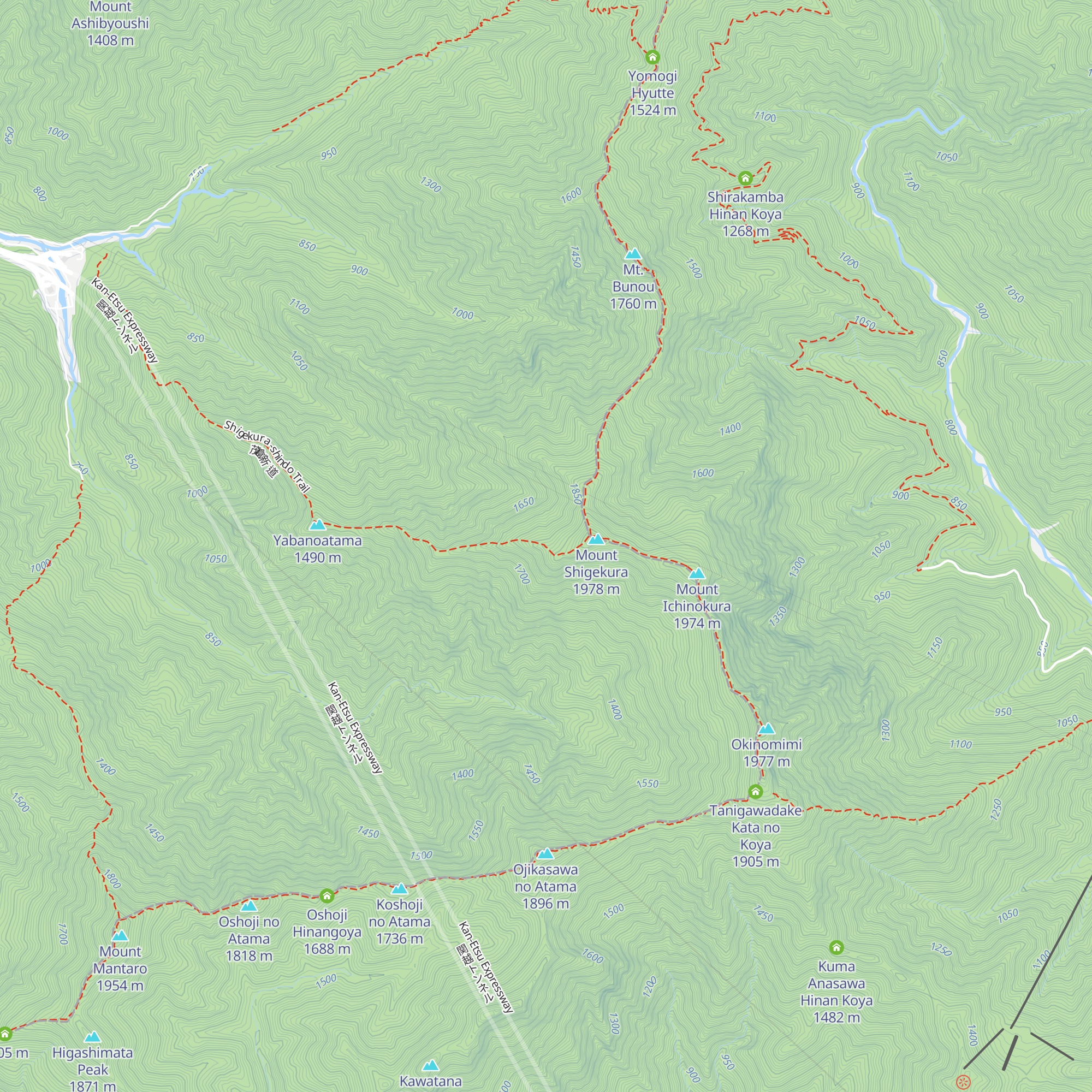 Shigekuradake Hinan Koya map
