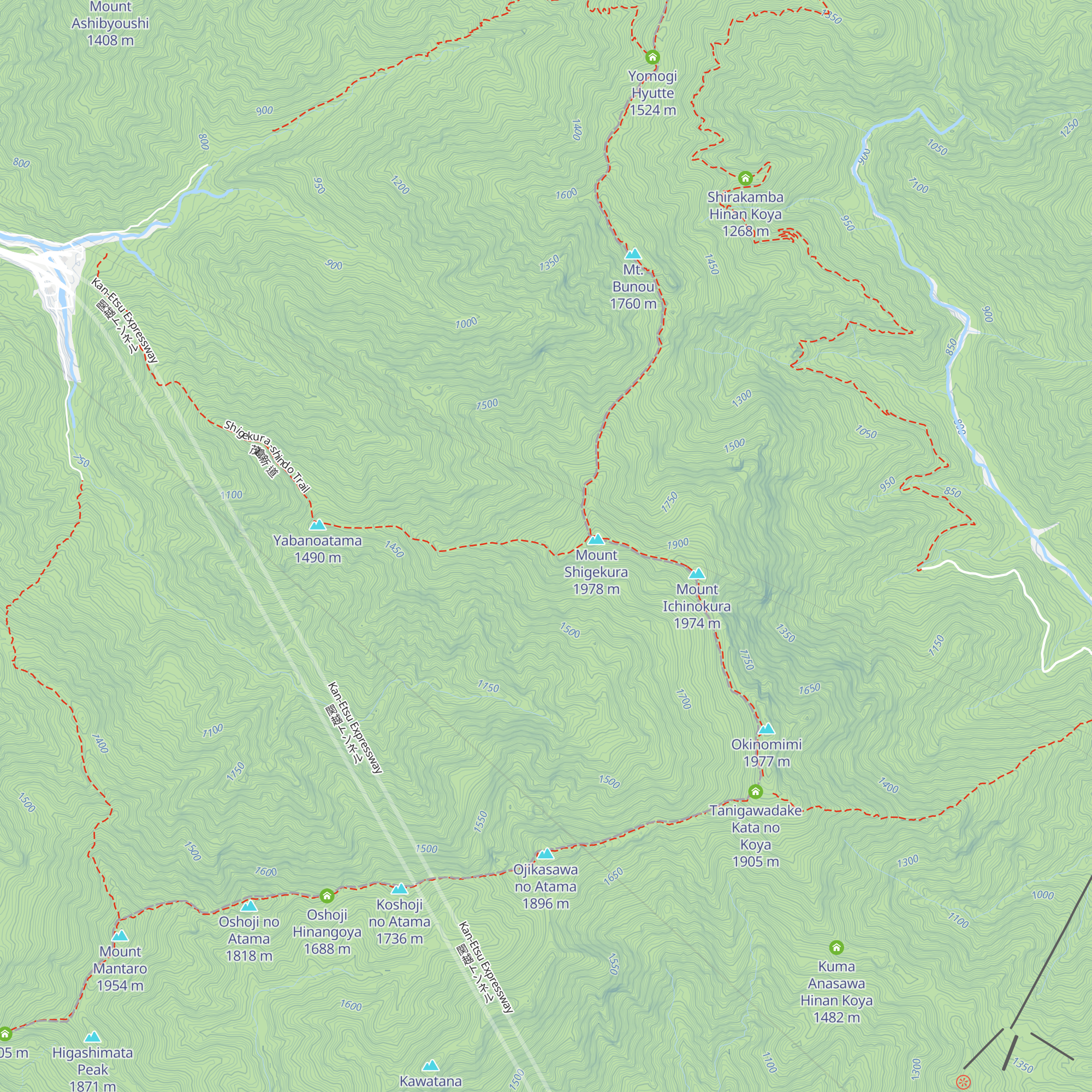Shigekuradake Hinan Koya map