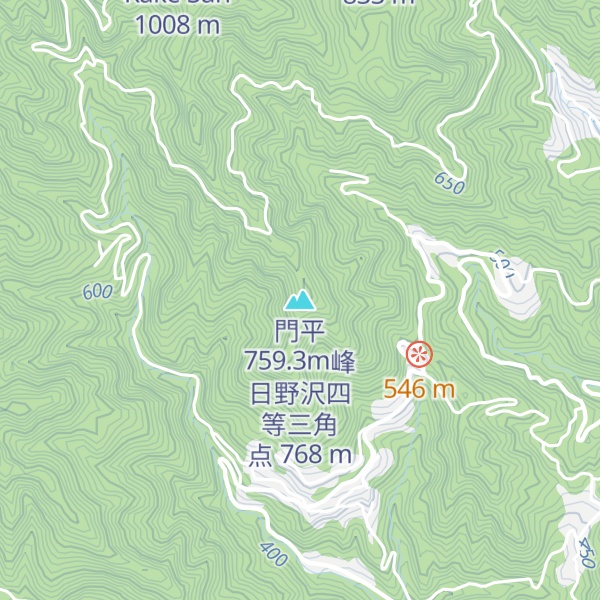 Map of 門平759.3m峰 日野沢四等三角点