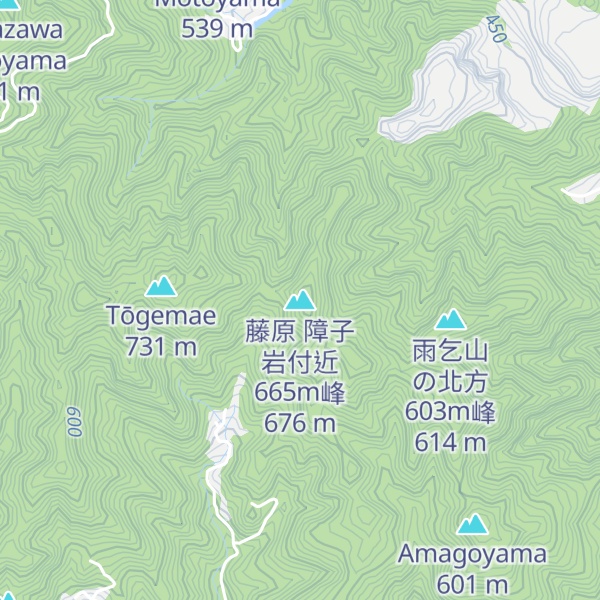 Map of 藤原 障子岩付近665m峰