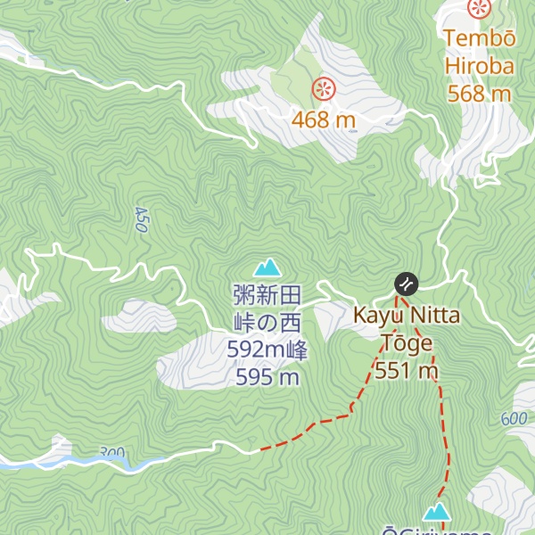 Map of 粥新田峠の西592m峰