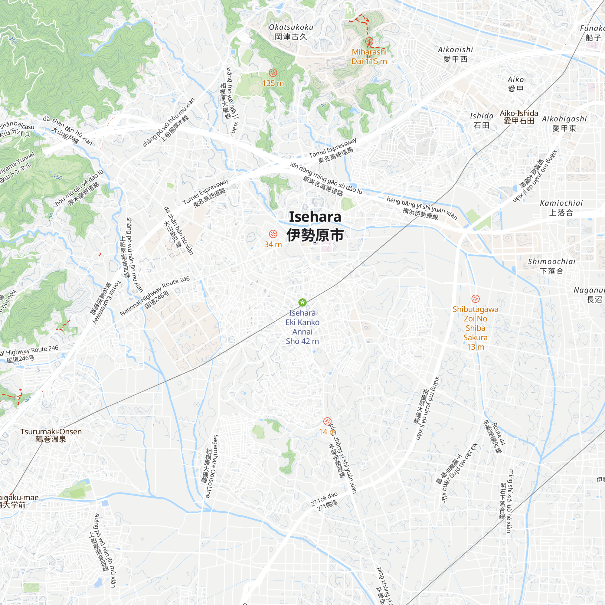 Isehara Eki Kankō Annai Sho map