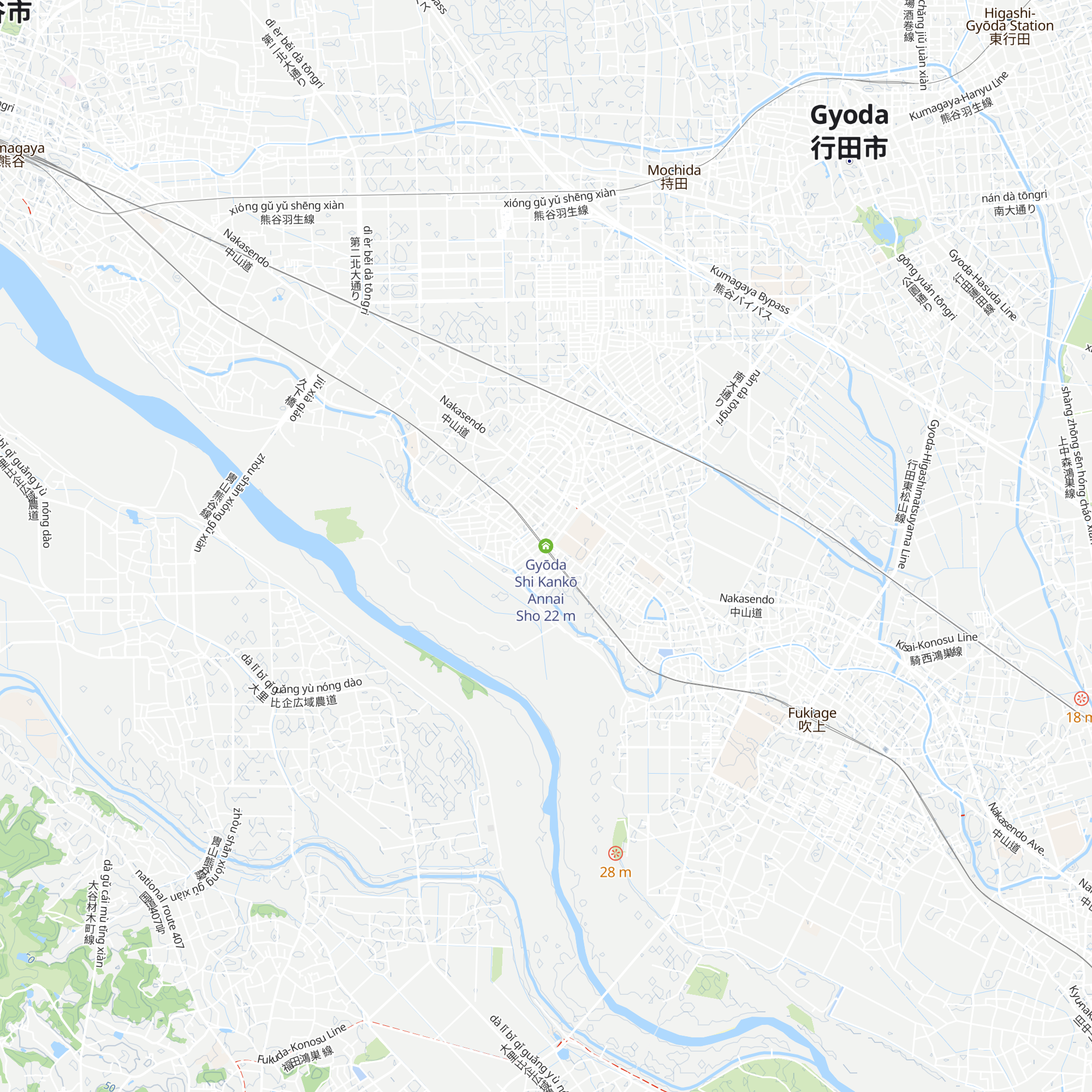 Gyōda Shi Kankō Annai Sho map