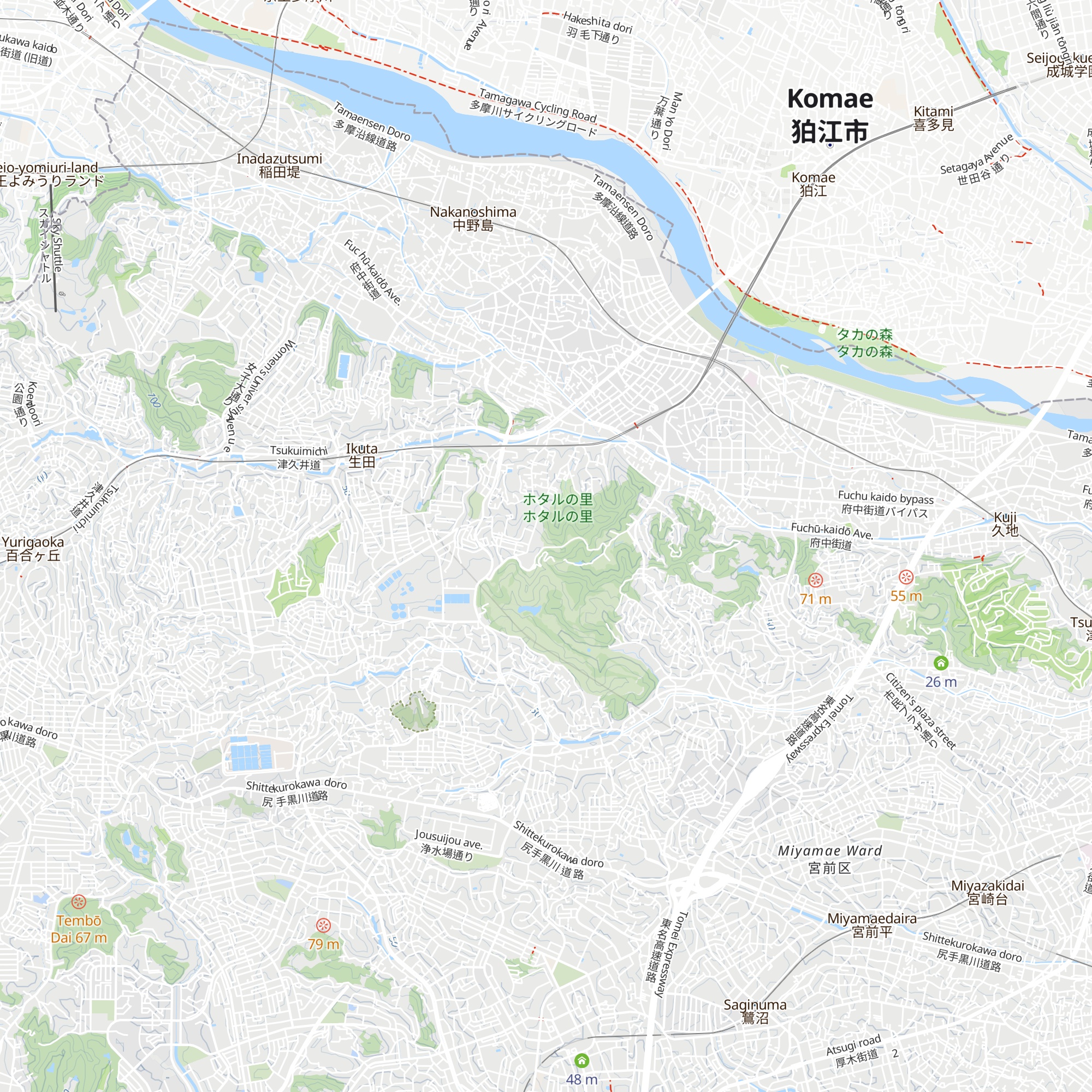 Ikuta Ryokuchi Nishiguchi Sateraito map