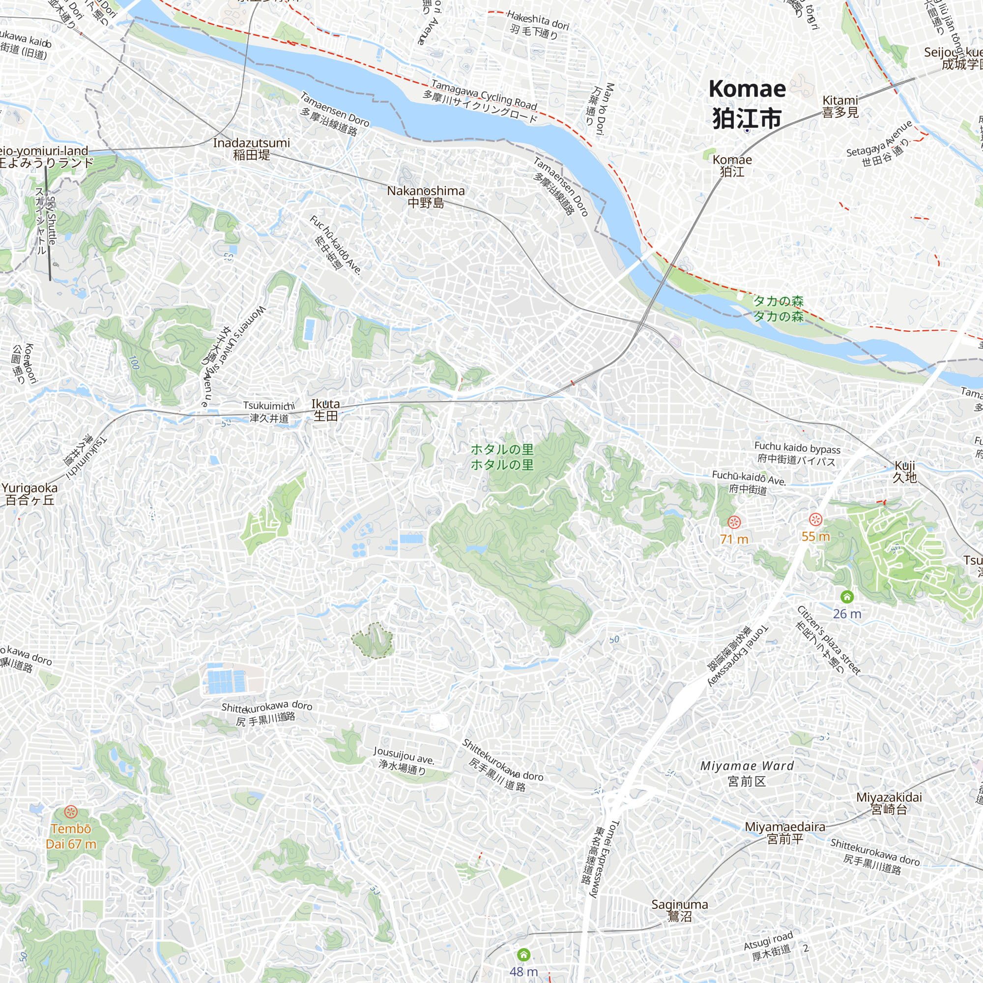 Ikuta Ryokuchi Nishiguchi Sateraito map