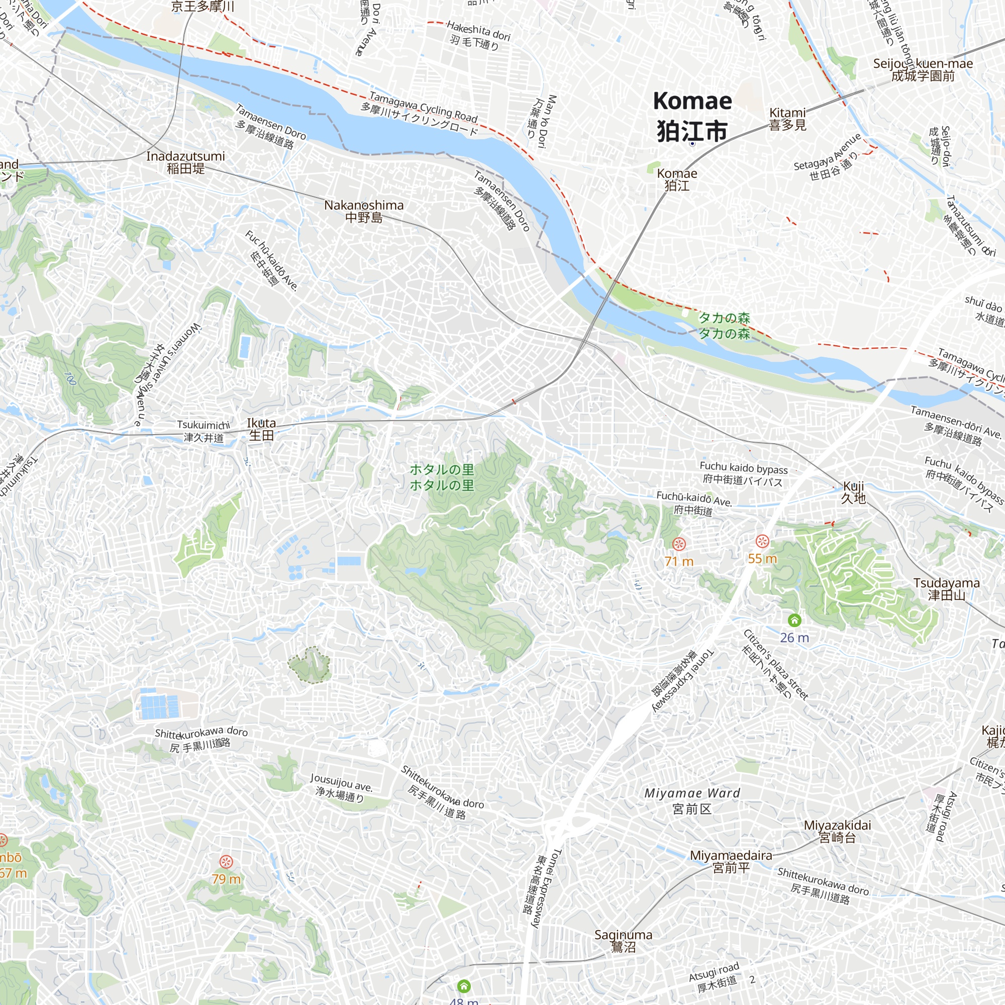 Ikuta Ryokuchi Higashiguchi Bijitāsentā map
