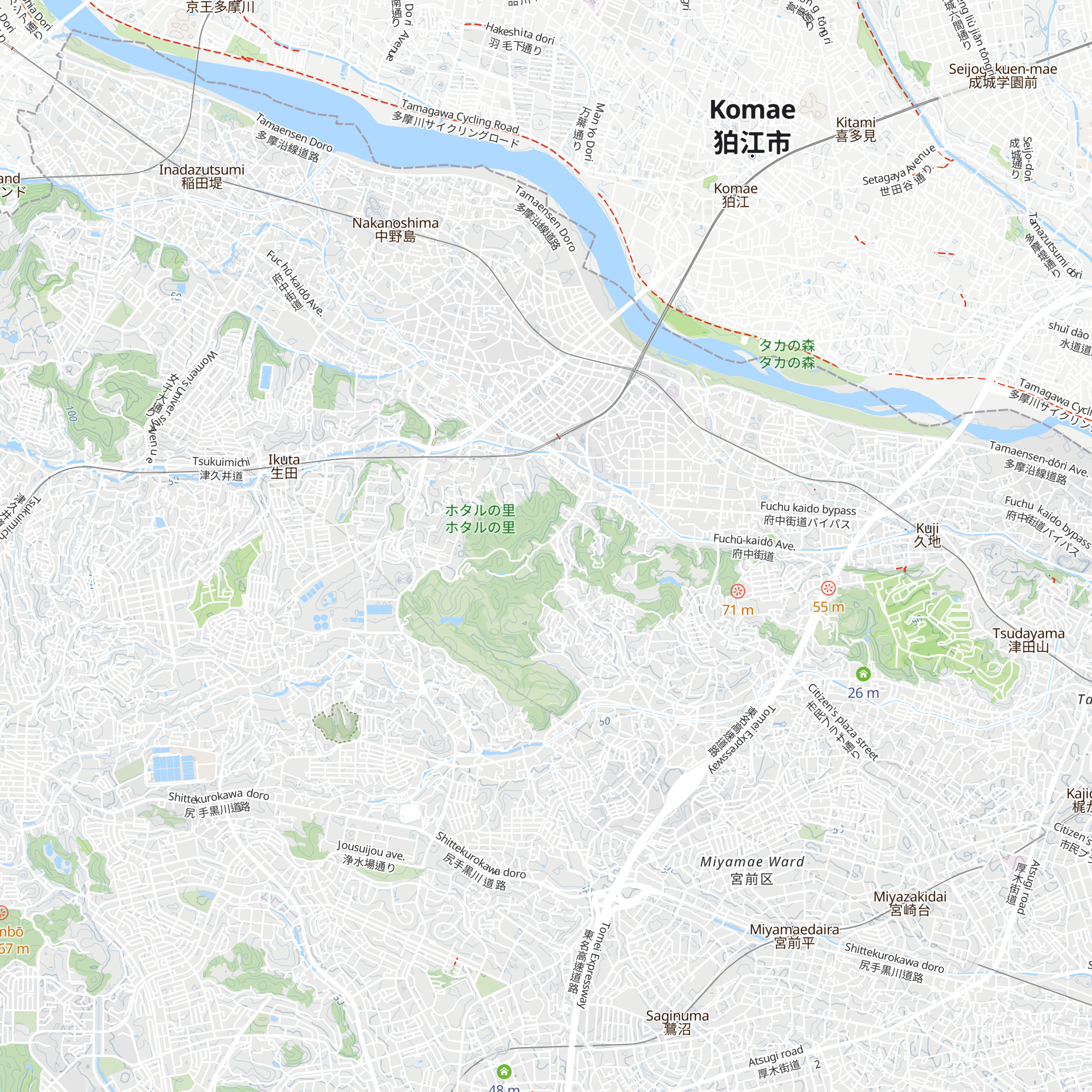 Ikuta Ryokuchi Higashiguchi Bijitāsentā map