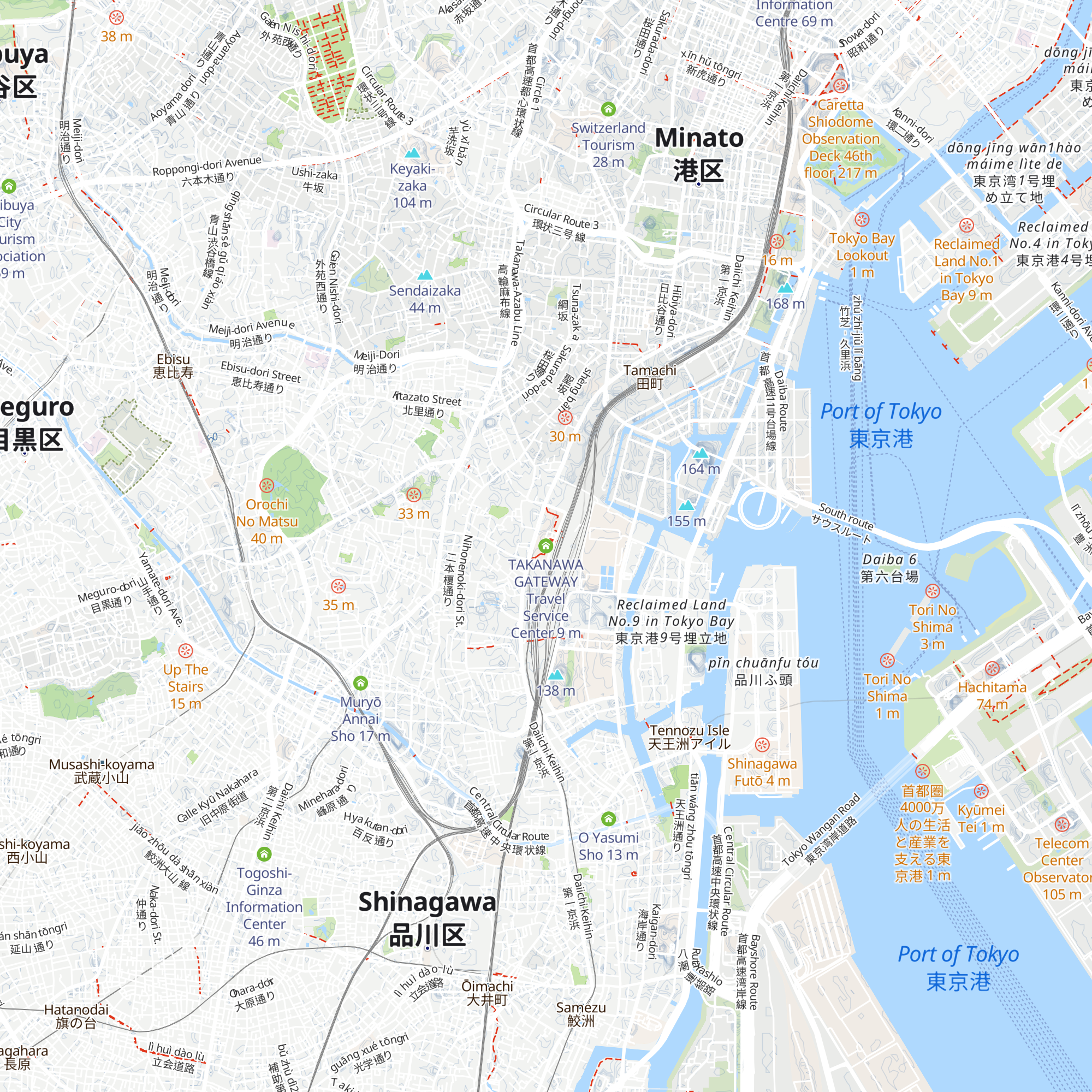 TAKANAWA GATEWAY Travel Service Center map