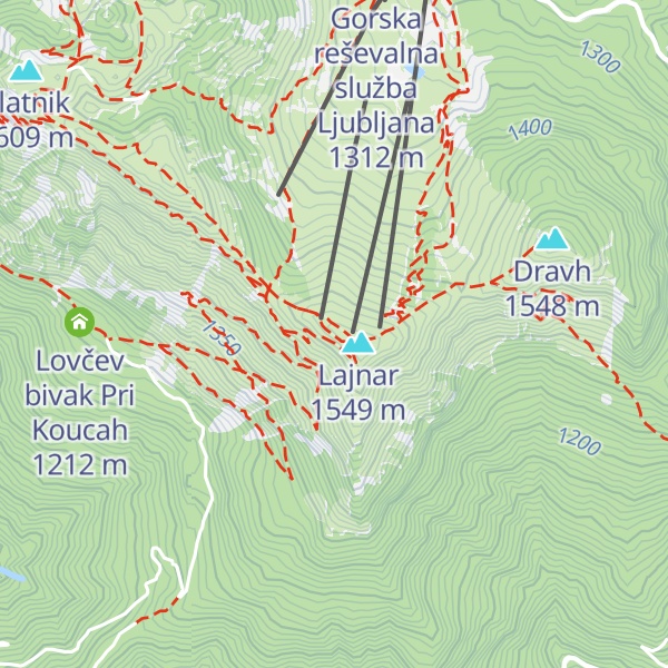 Map of Vojašnica alpskega zidu Lajnar