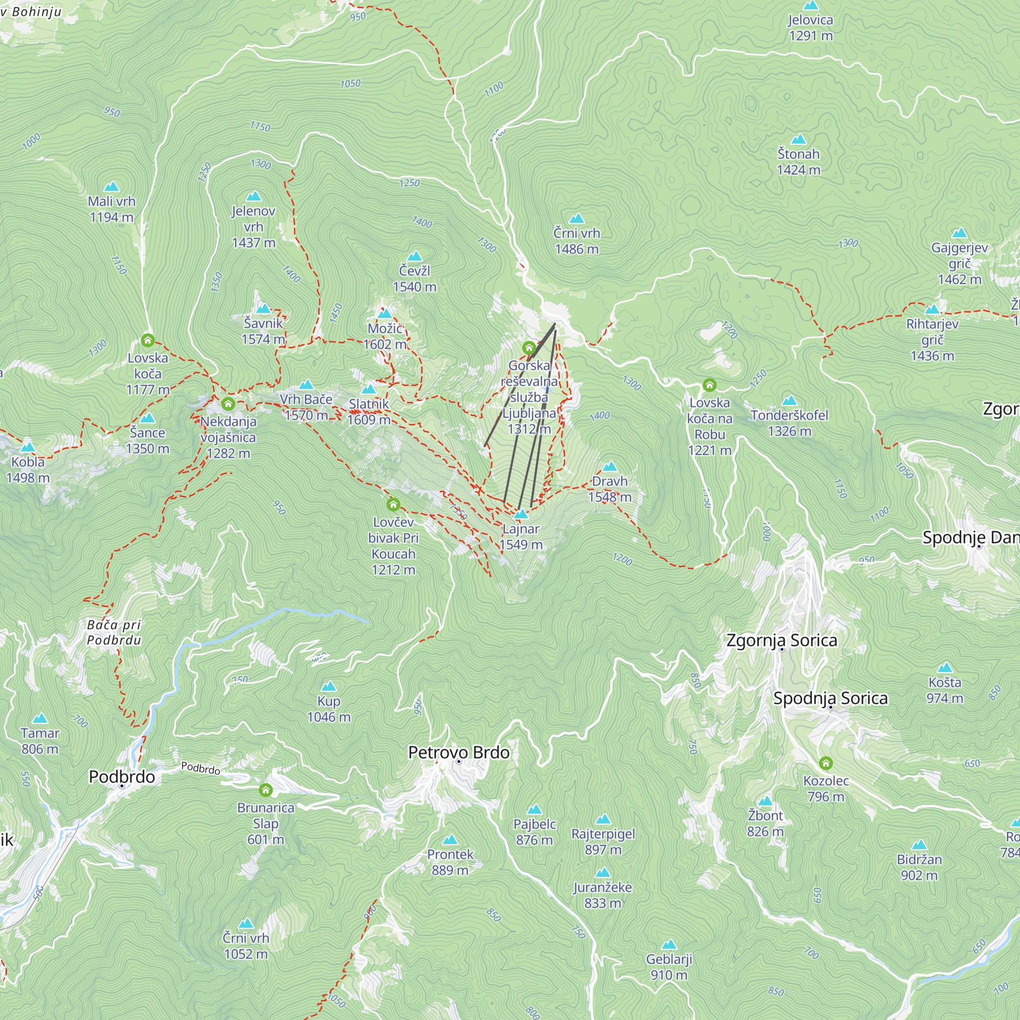 Vojašnica alpskega zidu Lajnar map