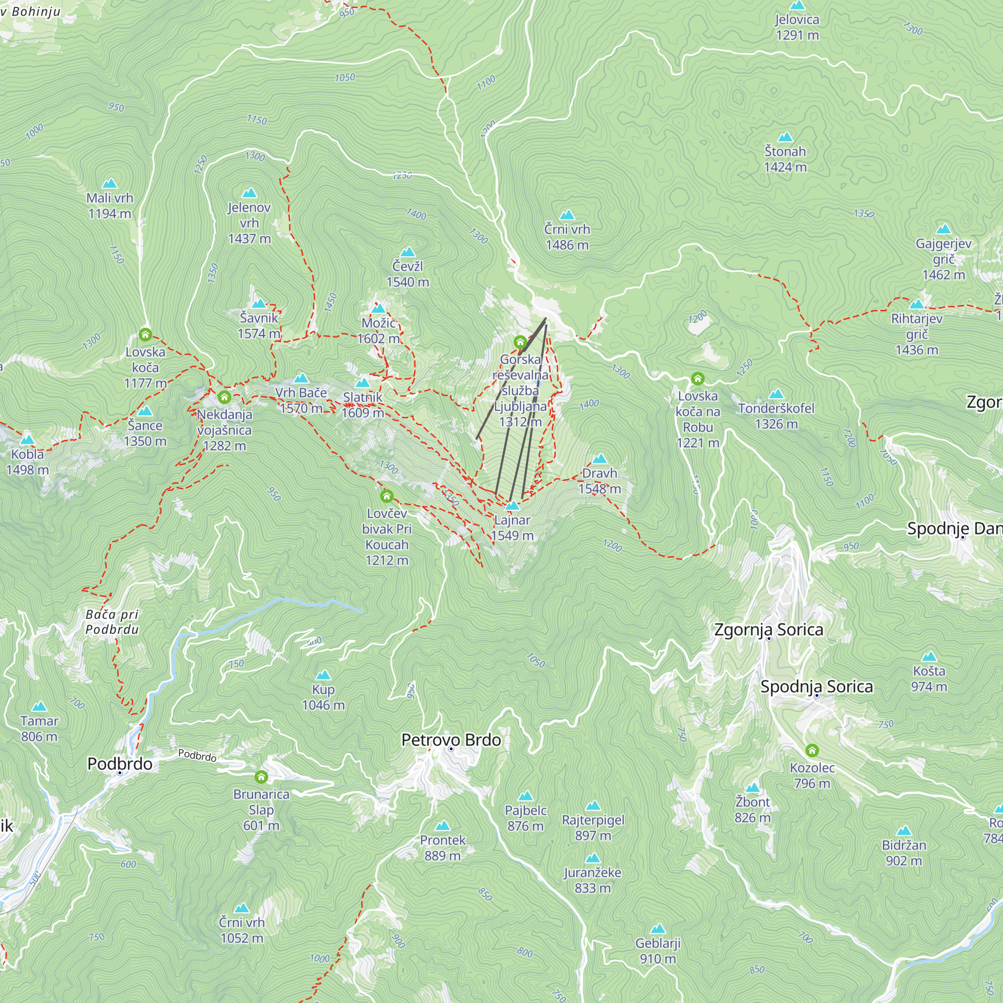 Vojašnica alpskega zidu Lajnar map