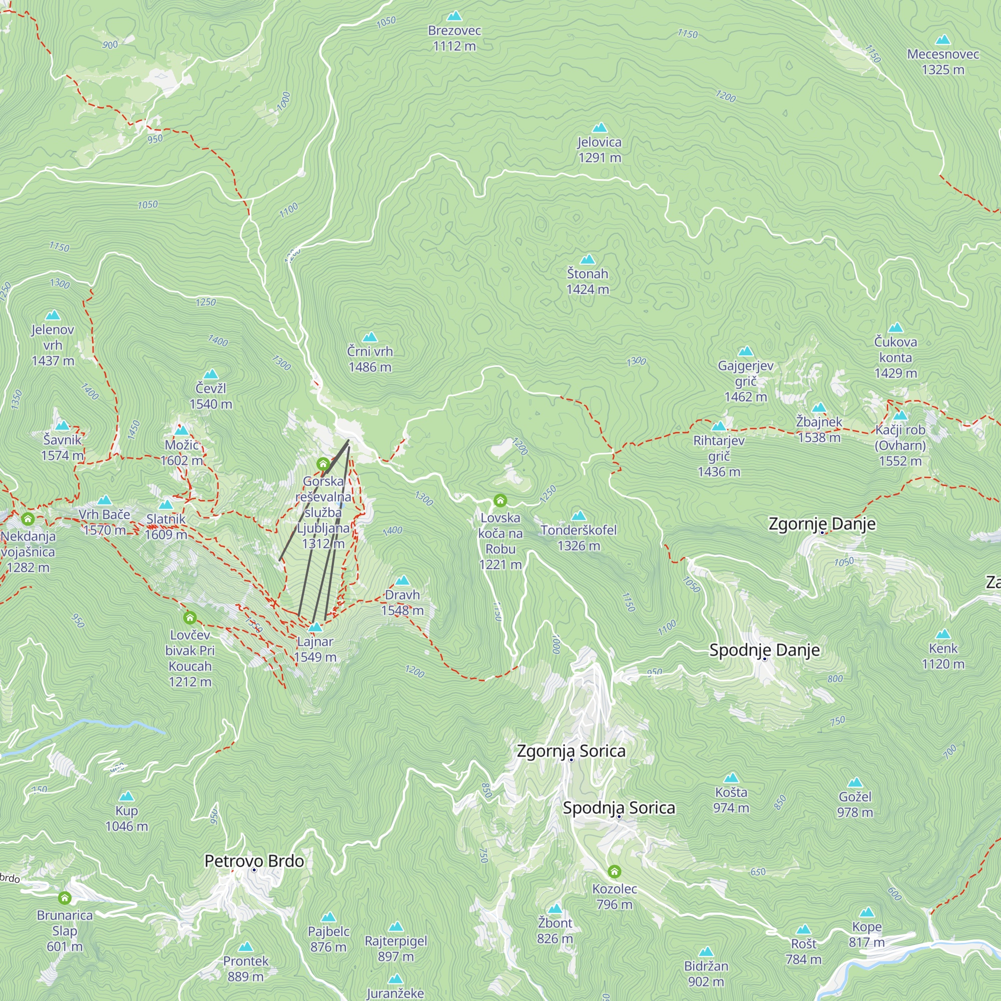 Lovska koča na Robu map