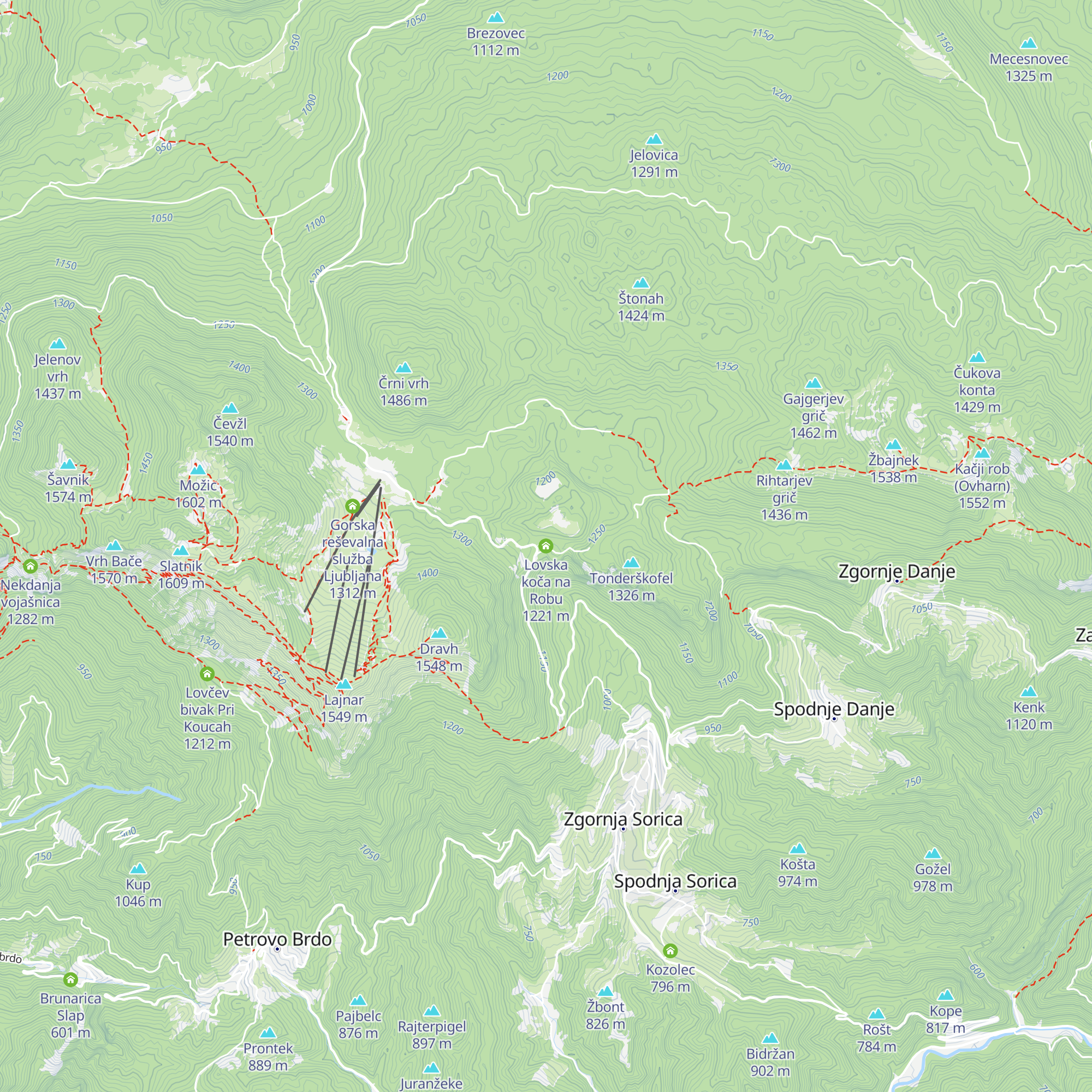 Lovska koča na Robu map