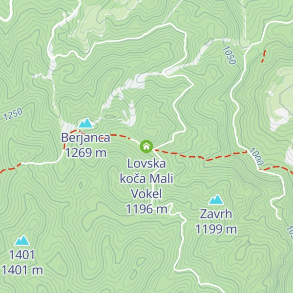 Map of Lovska koča Mali Vokel