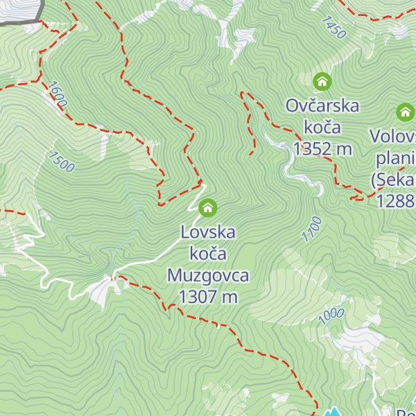 Map of Lovska koča Muzgovca