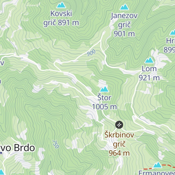 Map of Planinska koča na Ermanovcu