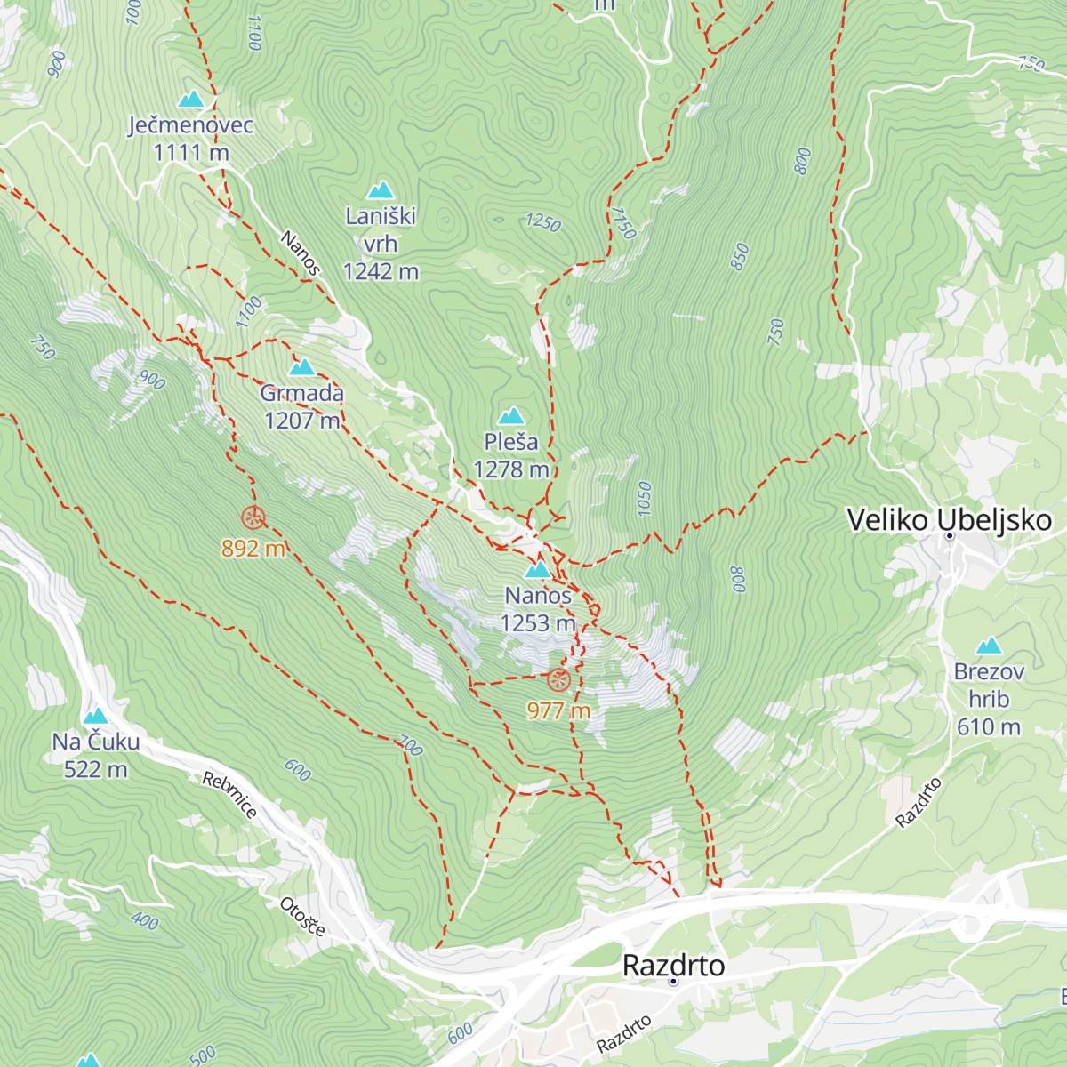 Vojkova koča na Nanosu map