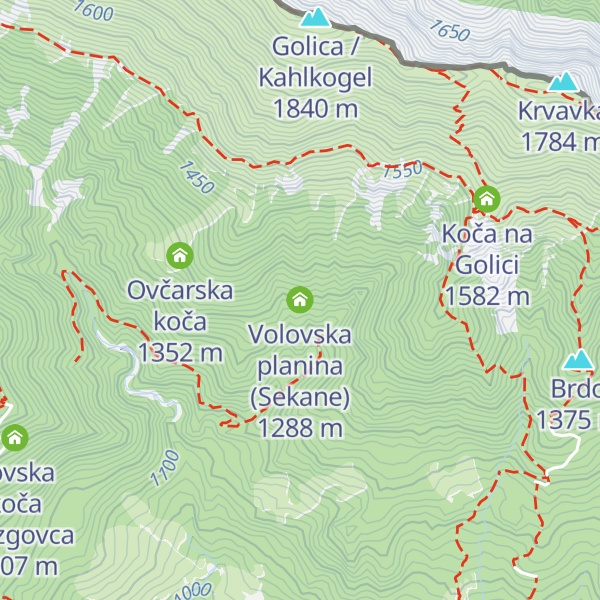 Map of Volovska planina (Sekane)