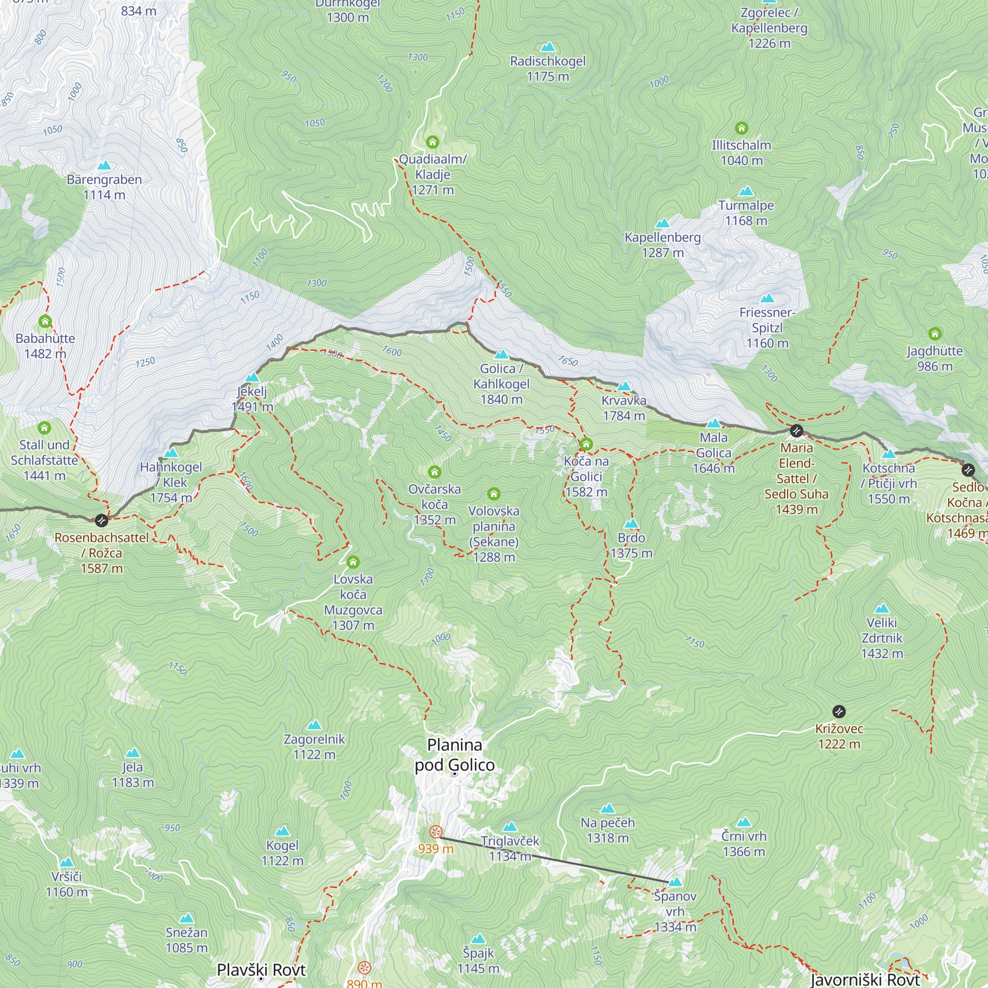 Volovska planina (Sekane) map