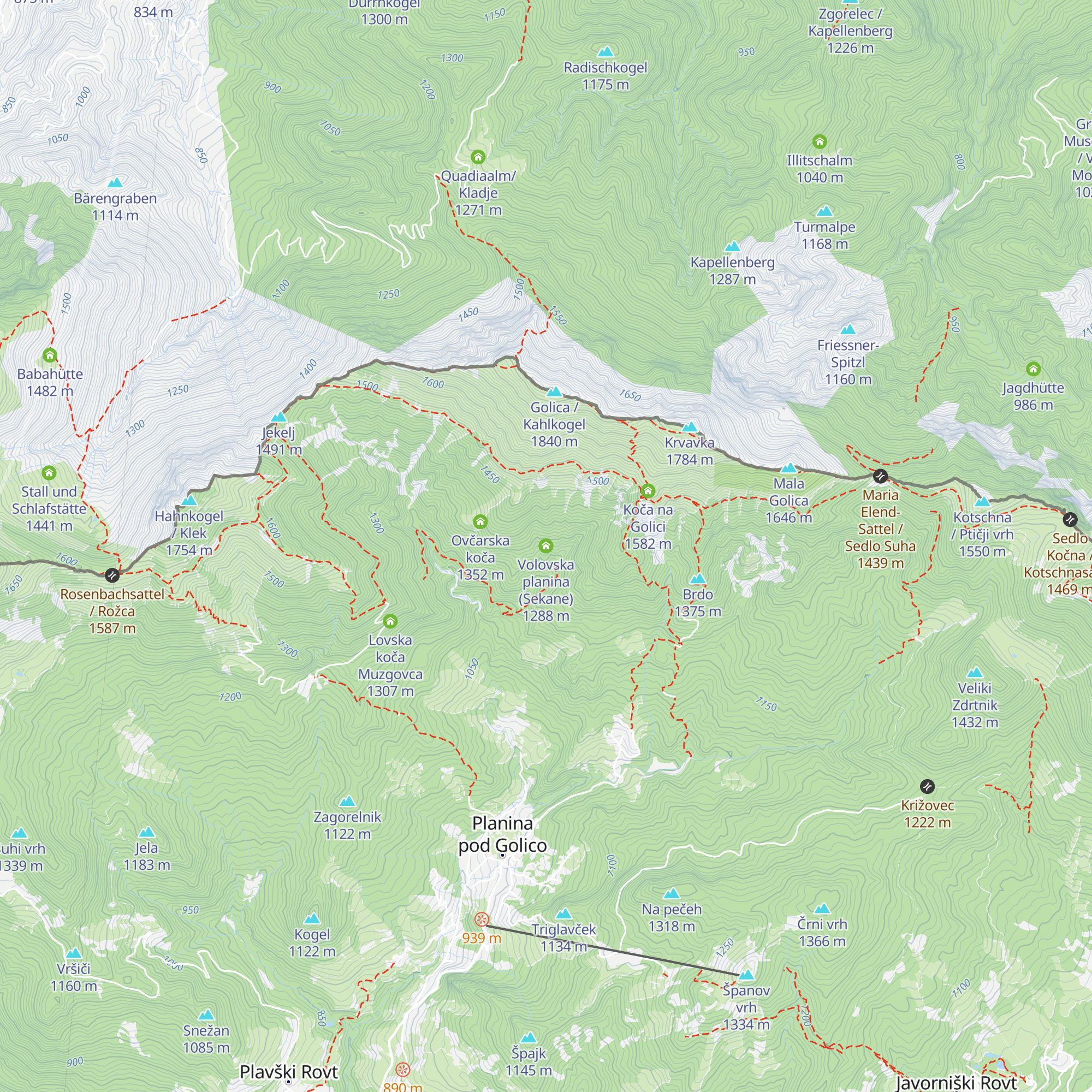 Volovska planina (Sekane) map