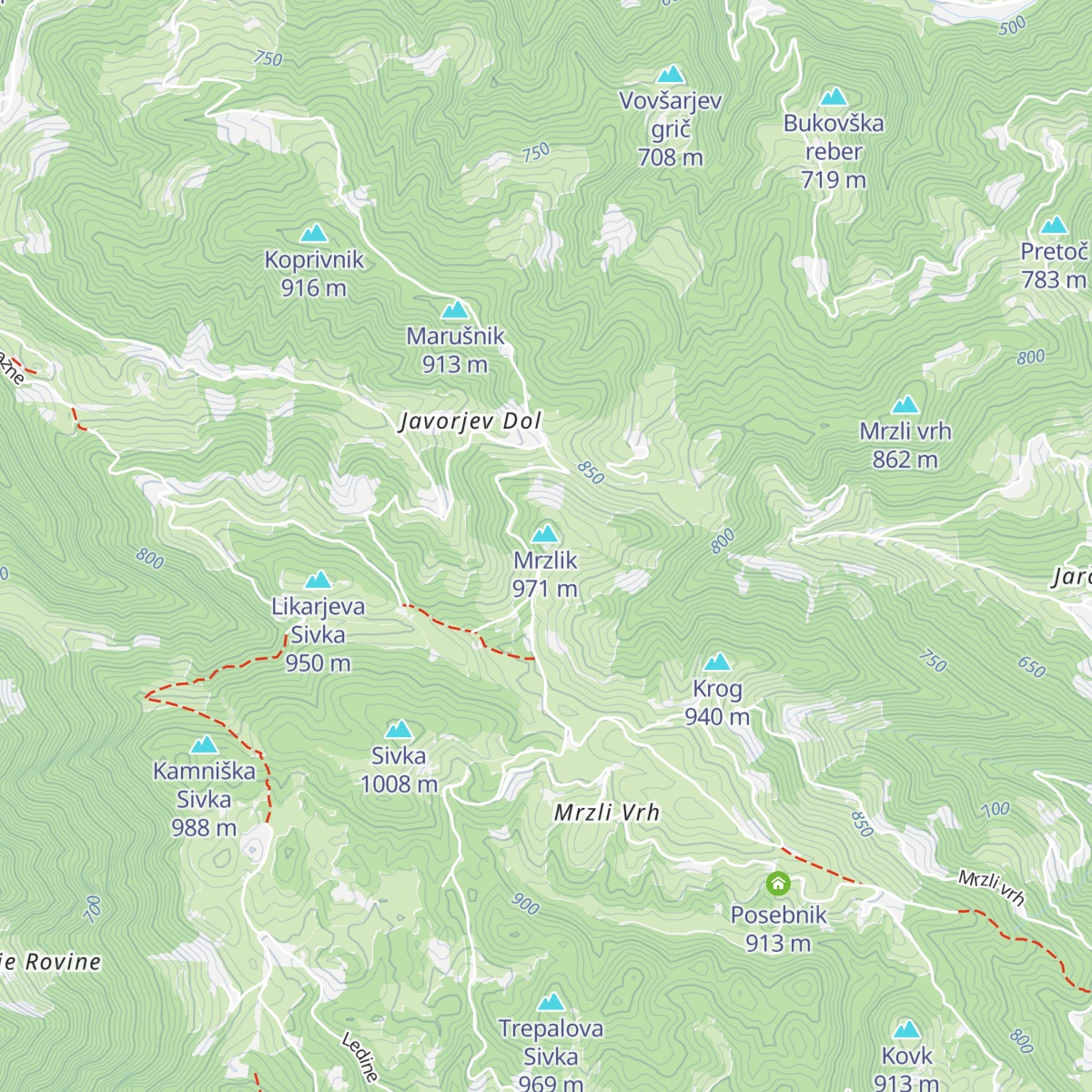 Planinska koča Mrzl'k map