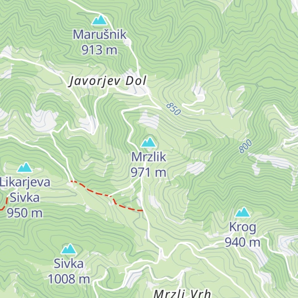 Map of Planinska koča Mrzl'k
