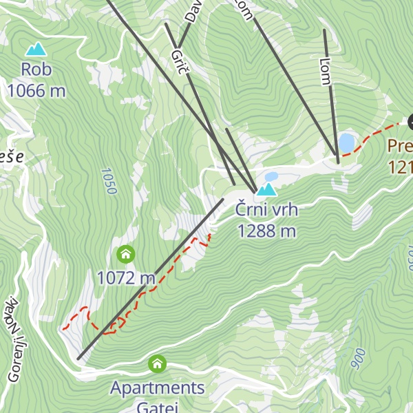 Map of Koča na Črnem vrhu nad Novaki