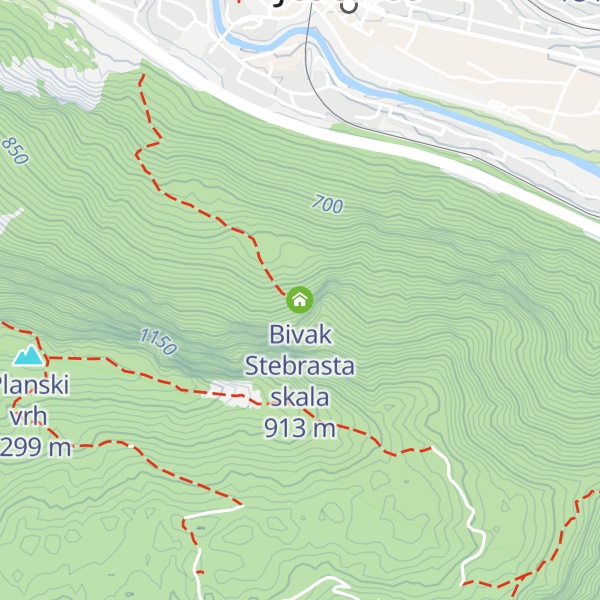 Map of Bivak Stebrasta skala