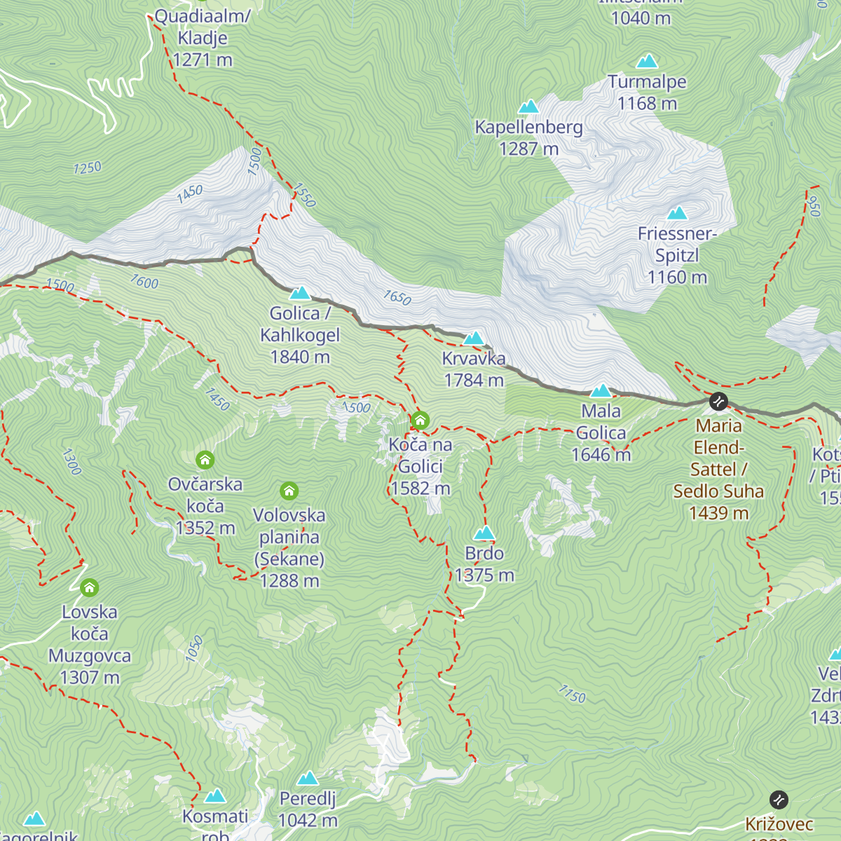 Koča na Golici map