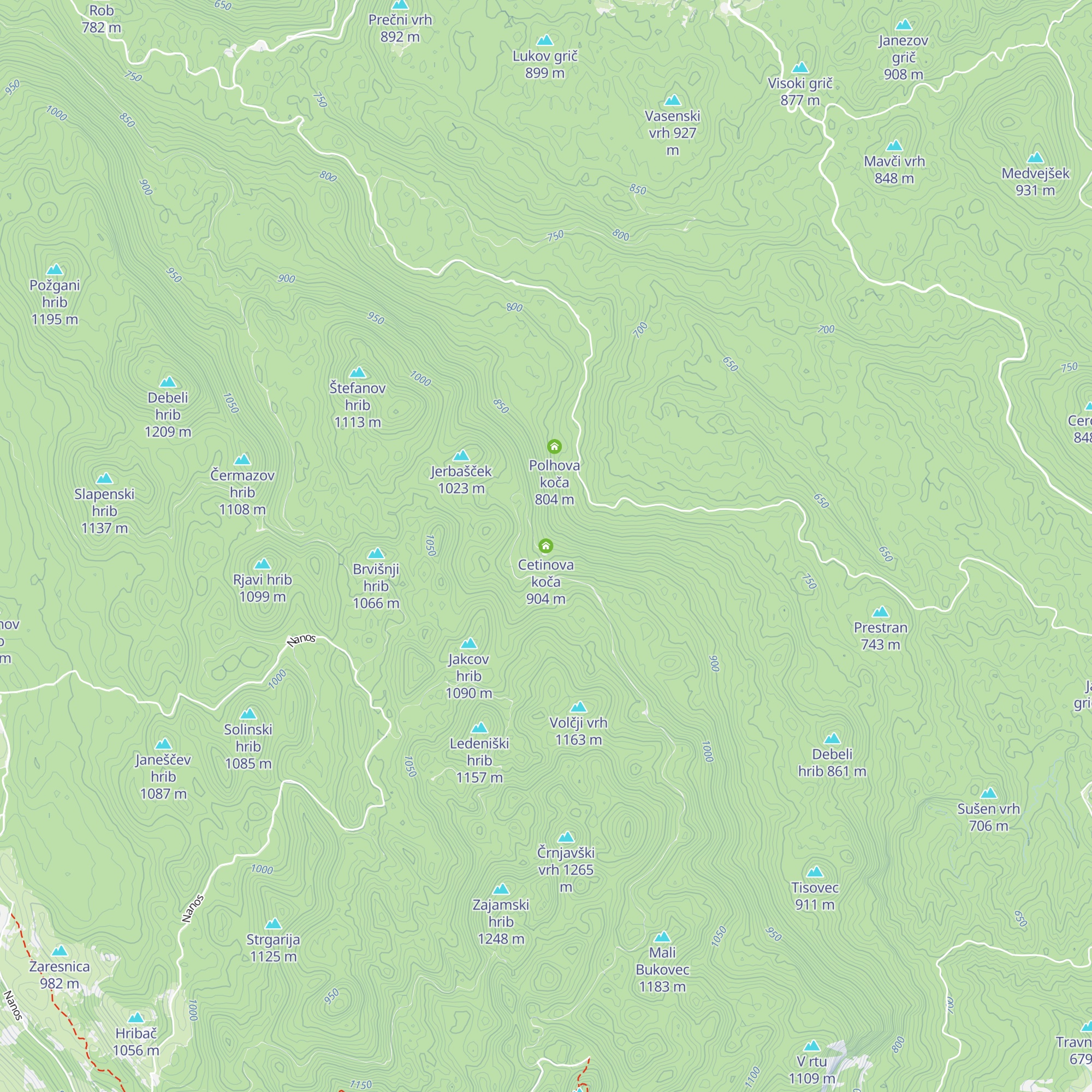 Cetinova koča map