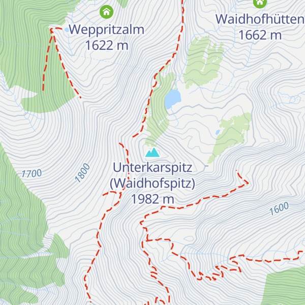 Map of Unterkarspitz (Waidhofspitz)
