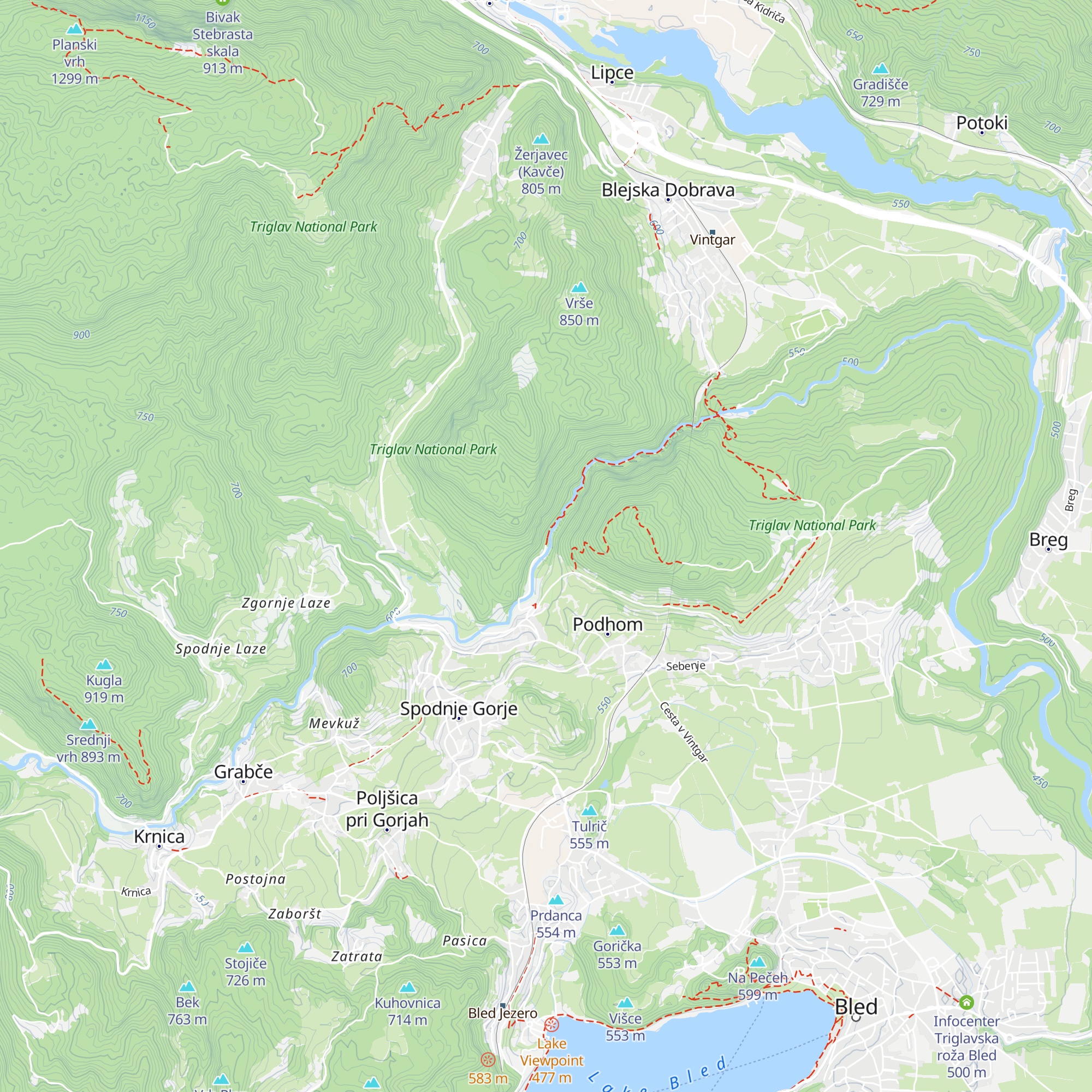 Soteska Vintgar gorge map