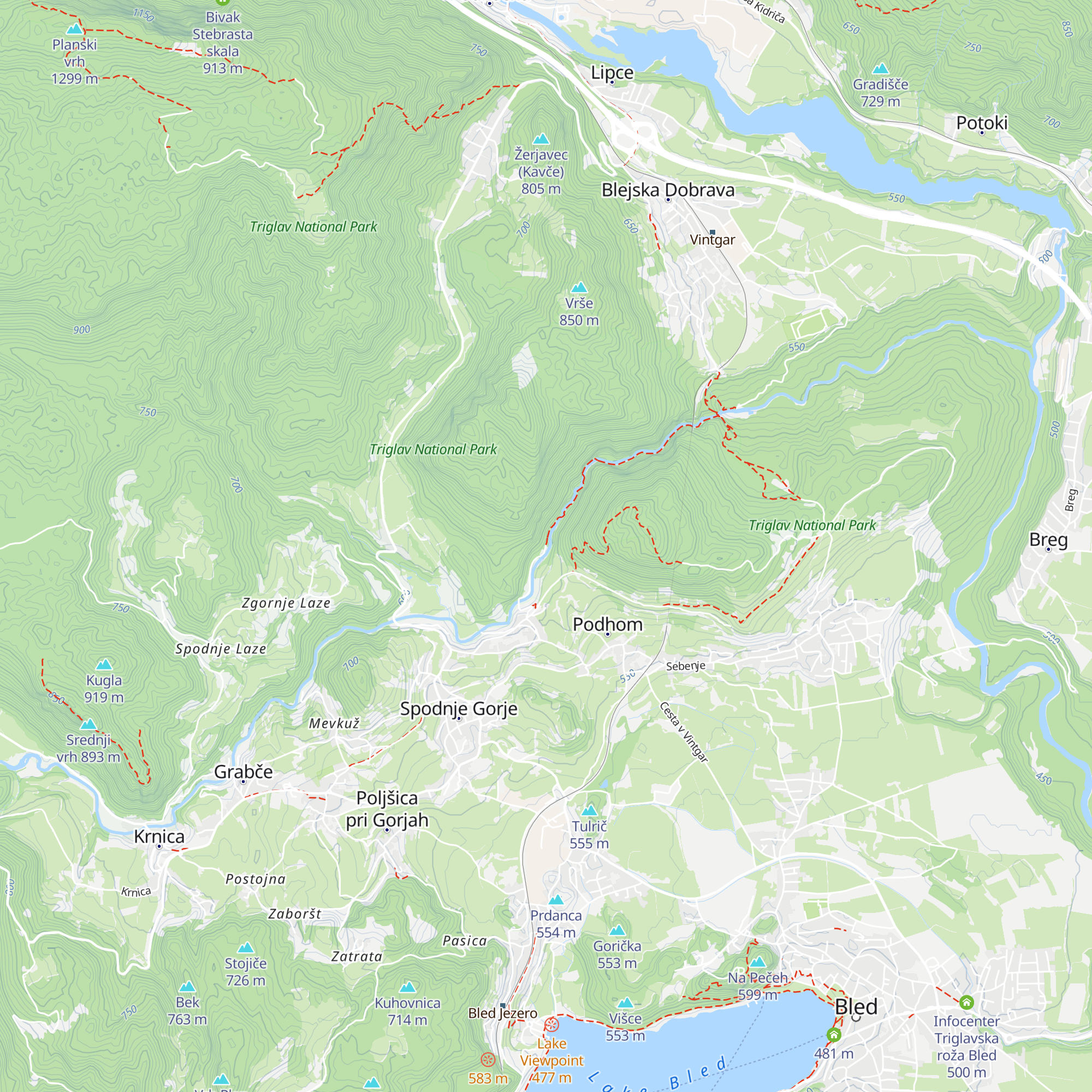 Soteska Vintgar gorge map