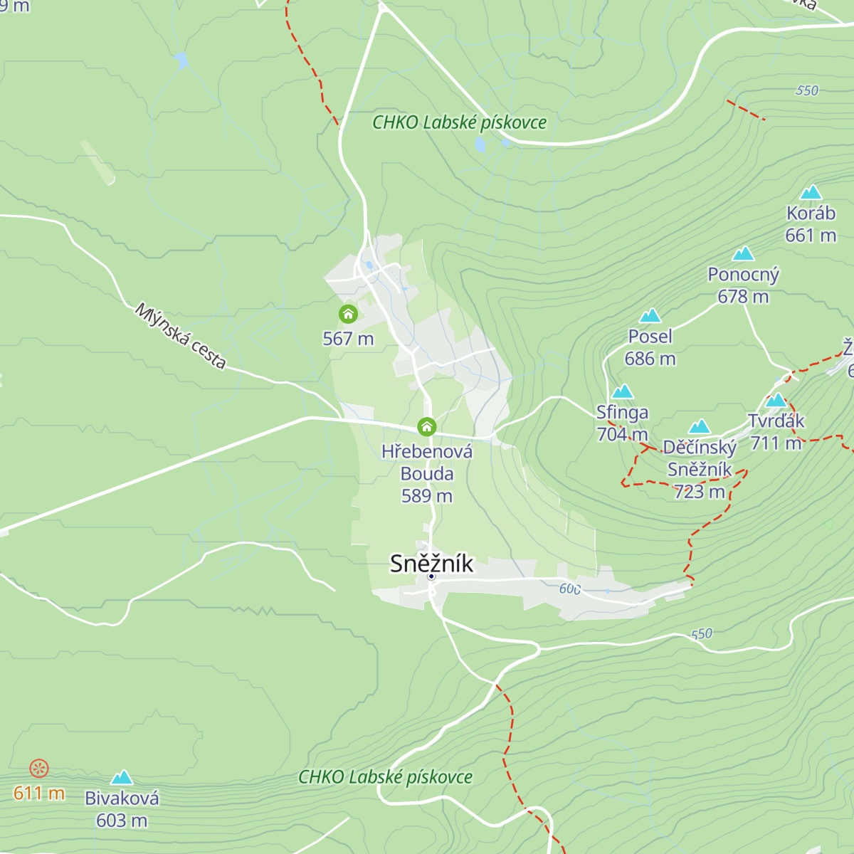 Hřebenová Bouda map