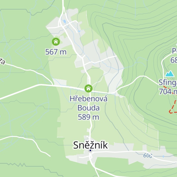 Map of Hřebenová Bouda