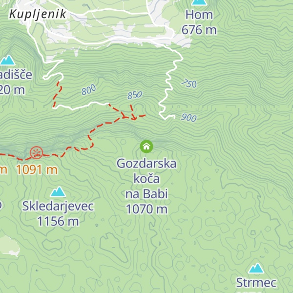 Map of Gozdarska koča na Babi