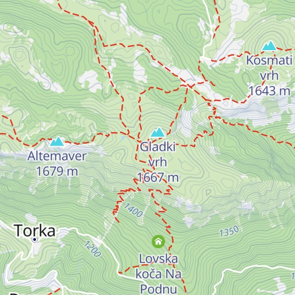 Map of Krekova koča na Ratitovcu
