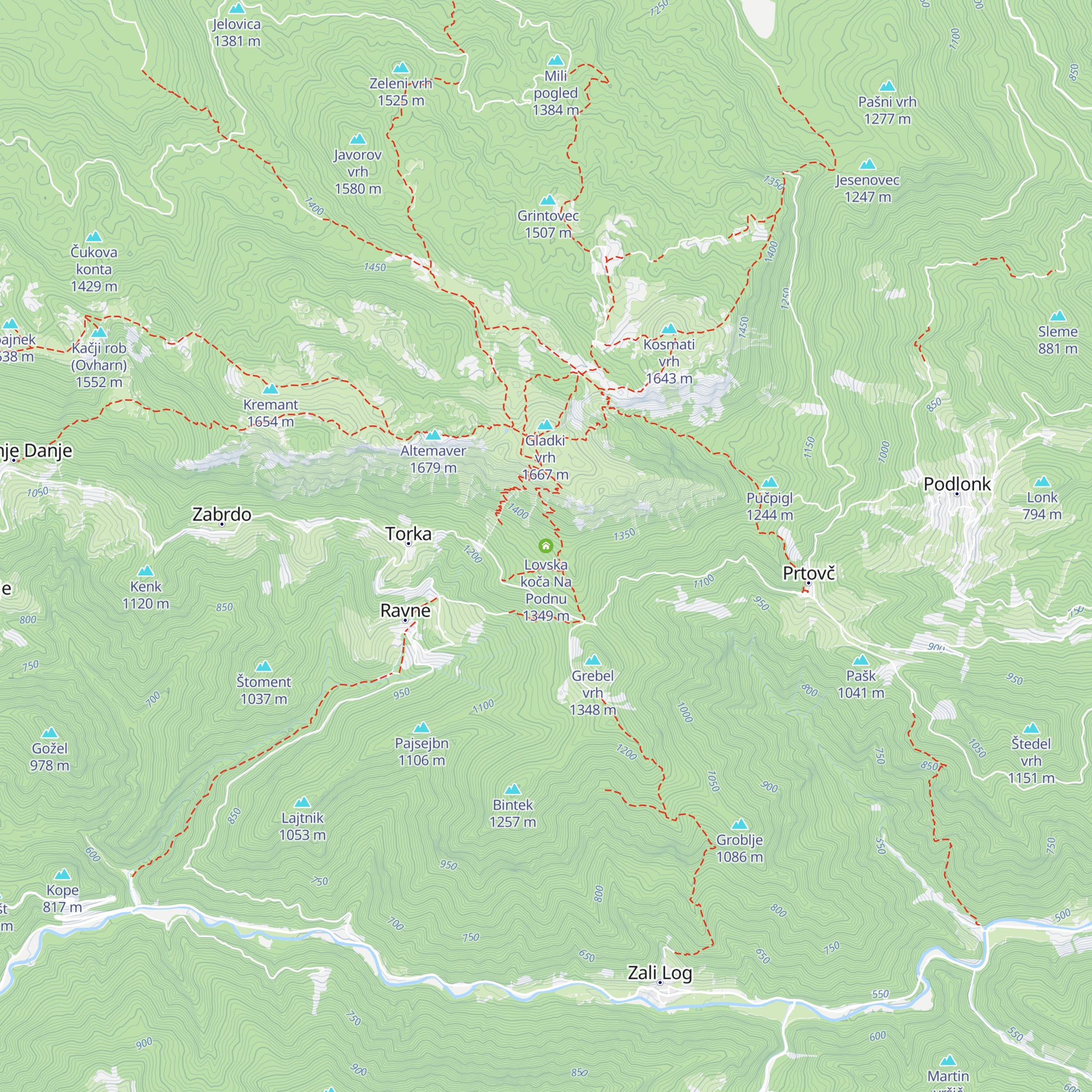 Lovska koča Na Podnu map