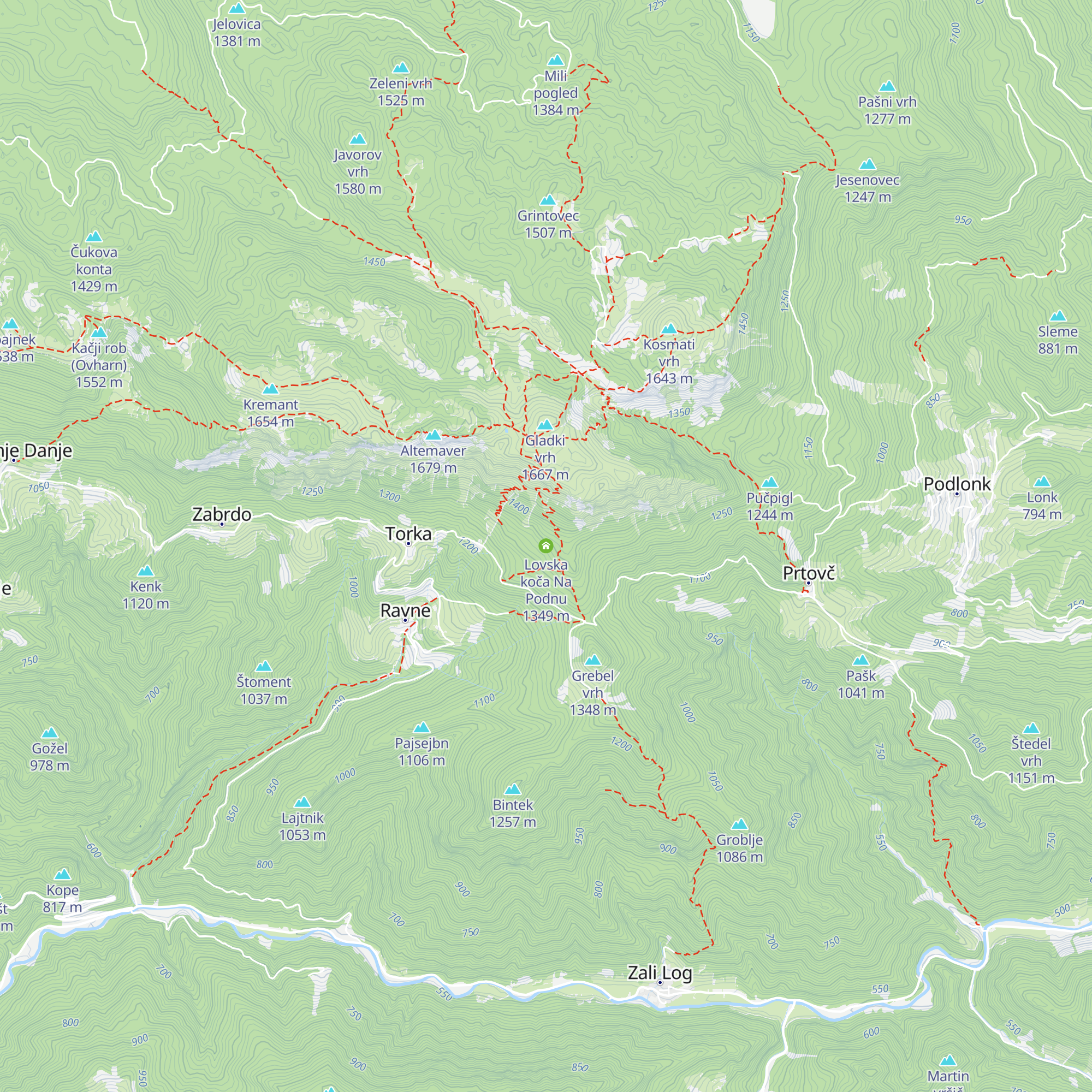 Lovska koča Na Podnu map