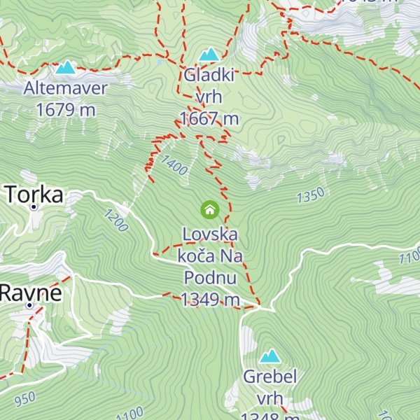 Map of Lovska koča Na Podnu