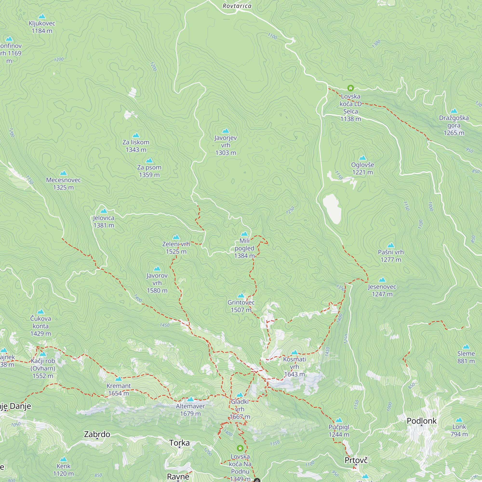 Lovska koča Glažarica map