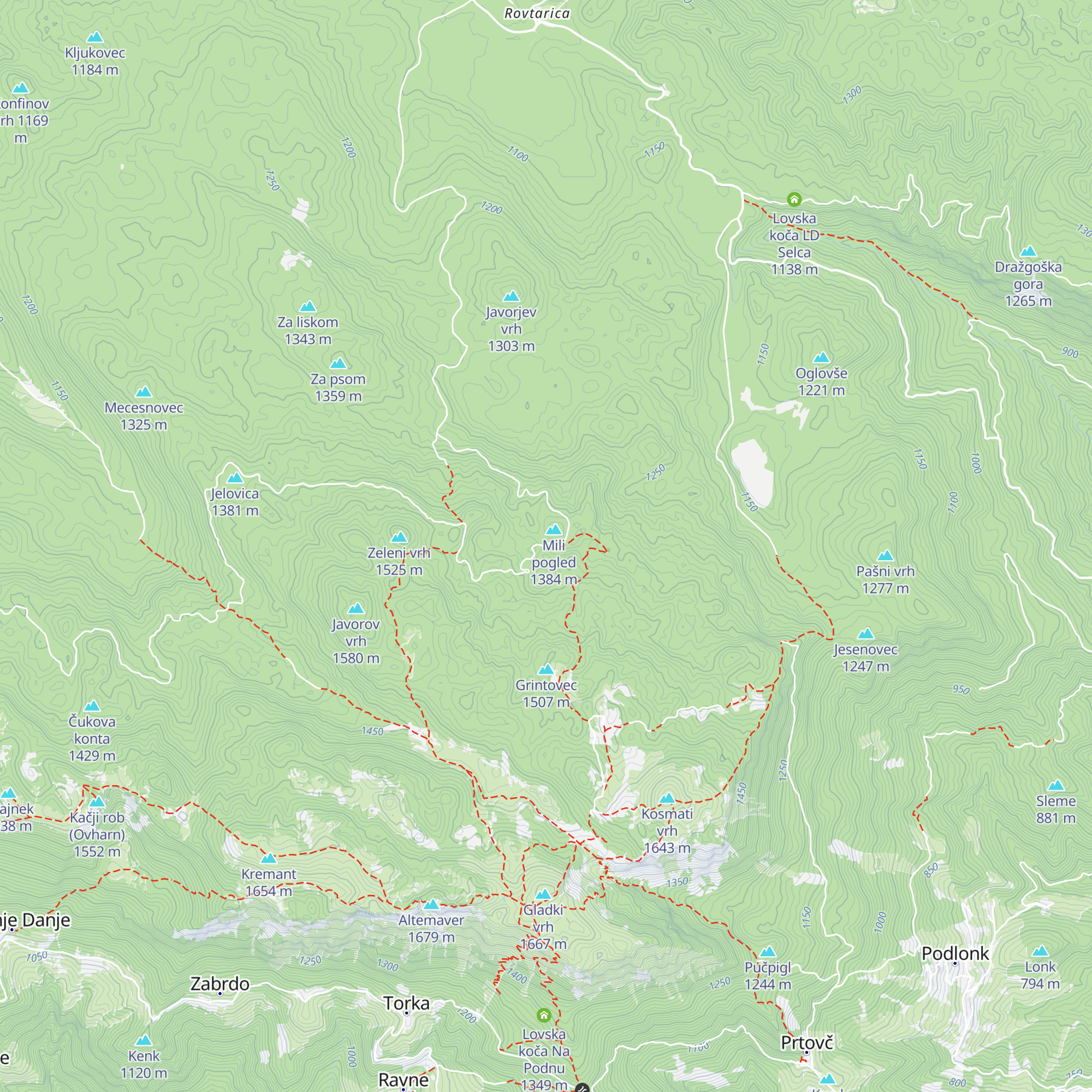 Lovska koča Glažarica map