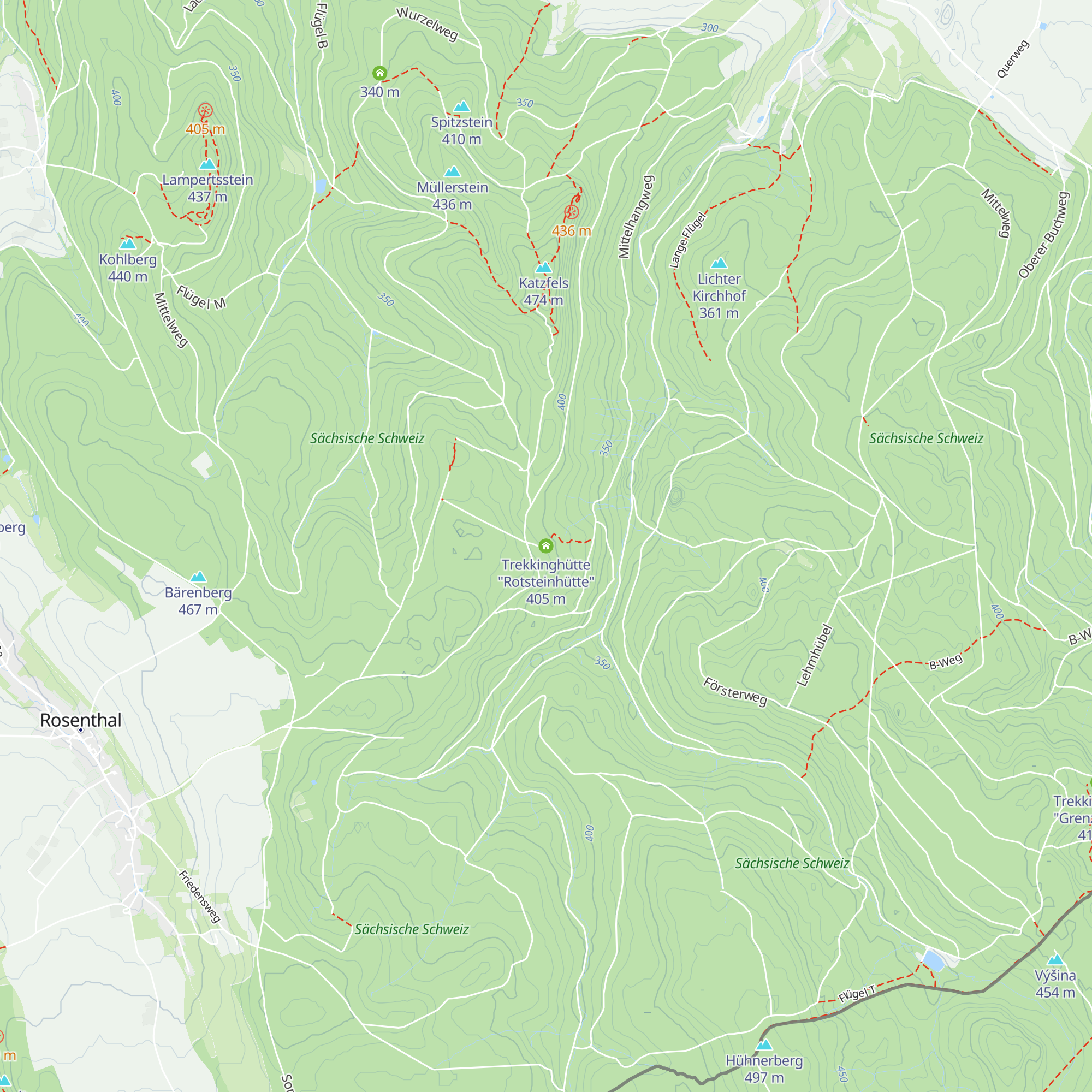 Trekkinghütte "Rotsteinhütte" map
